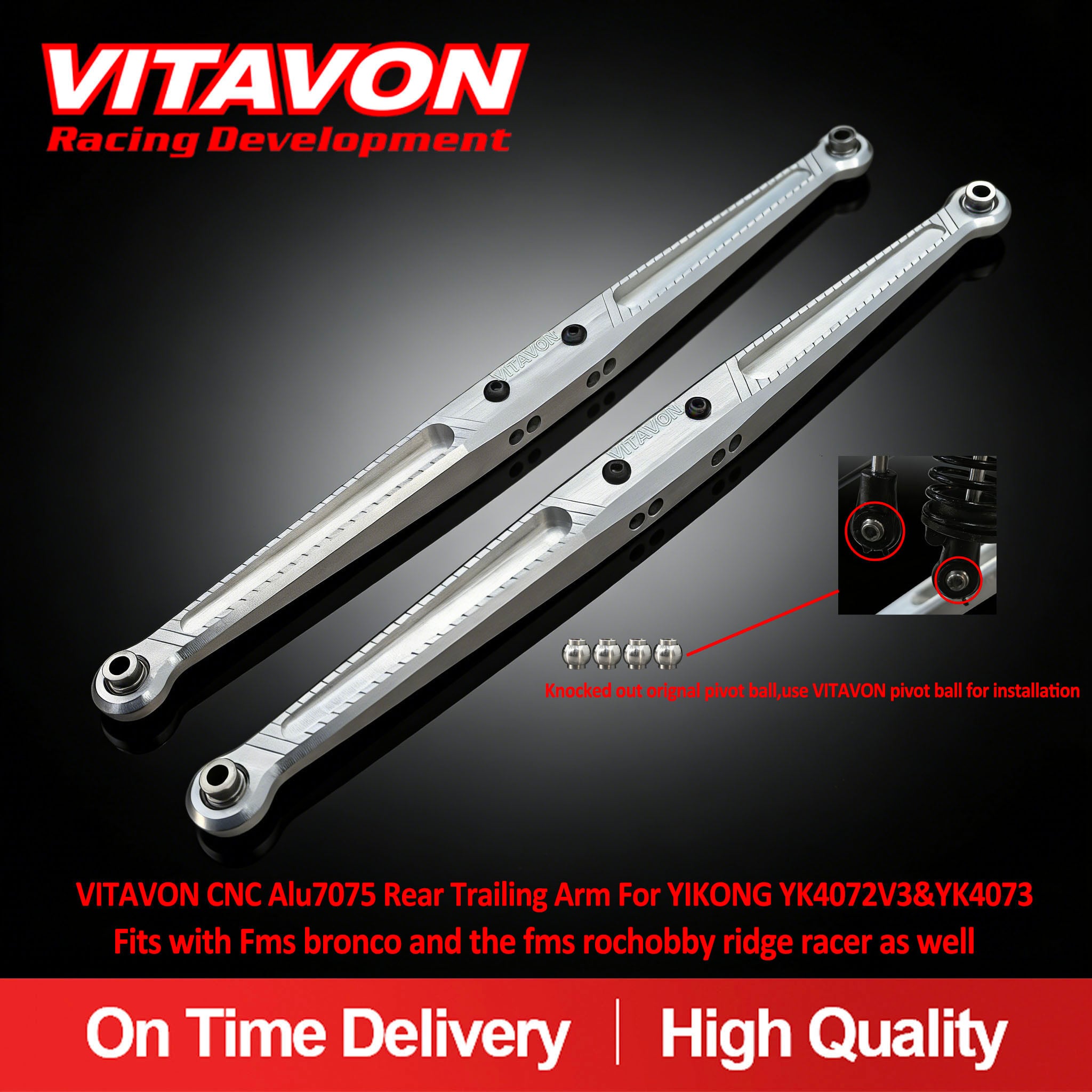 VITAVON CNC Alu7075 Rear Trailing Arm for Yikong YK4072V3/YK4073 1/7 Fits with Fms bronco and the fms rochobby ridge racer as well