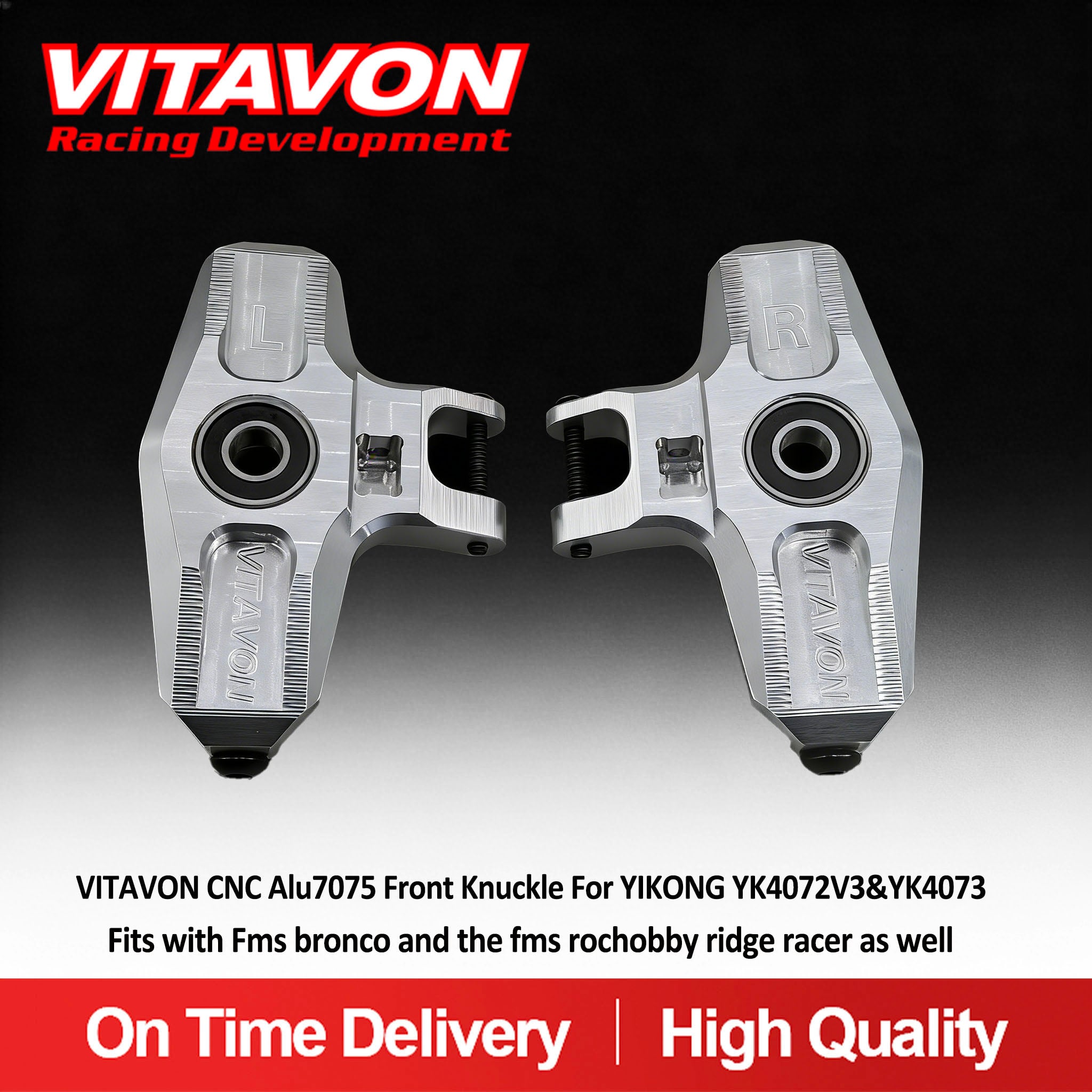 Vitavon CNC Alu7075 Front Steering Knuckle for Yikong YK4072V3 YK4073 1/7 Fits with Fms bronco and the fms rochobby ridge racer as well