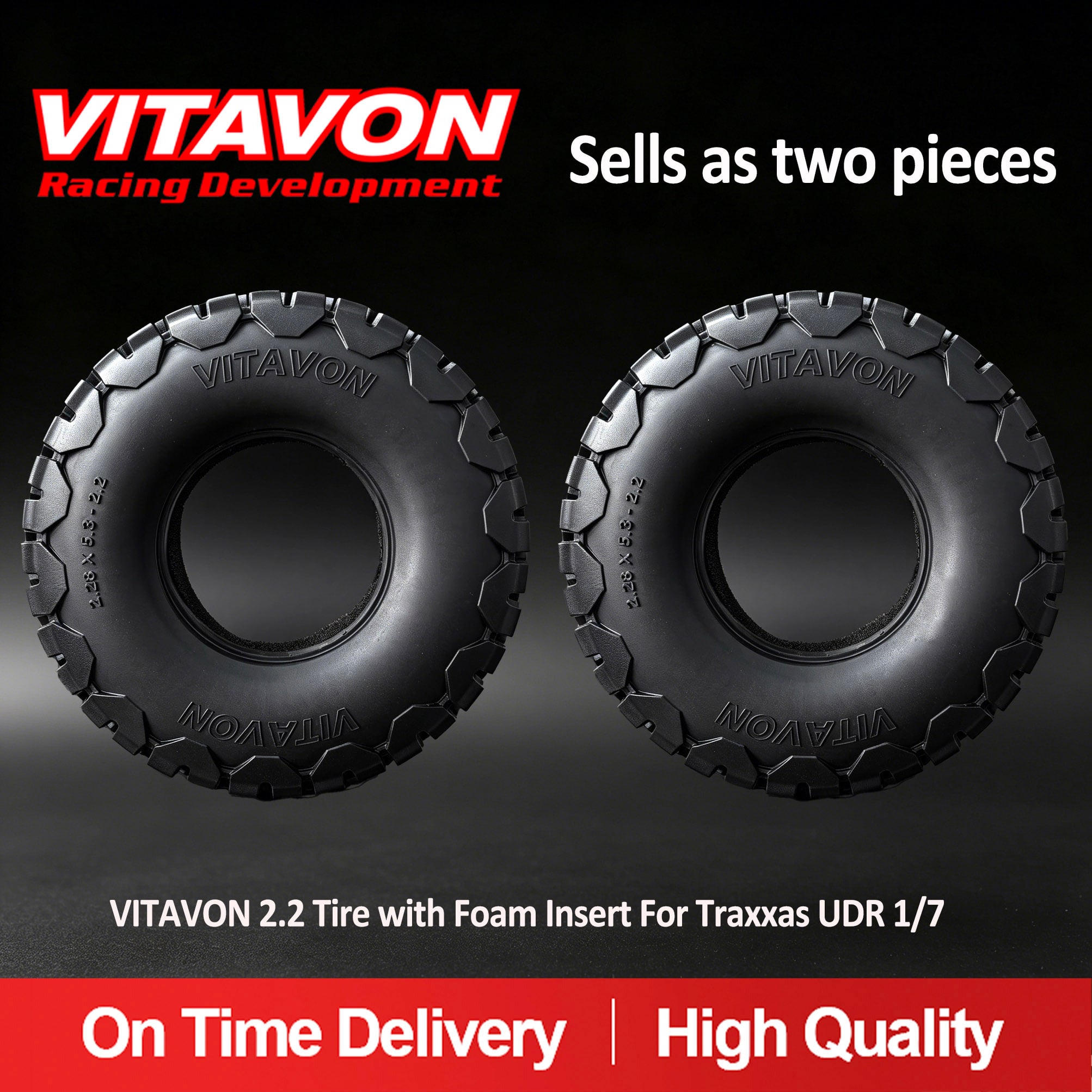 VITAVON 2.2 Tire with Foam Insert Fits with Stock Wheel/VITAVON V1 Beadlock Wheel For Traxxas UDR 1/7