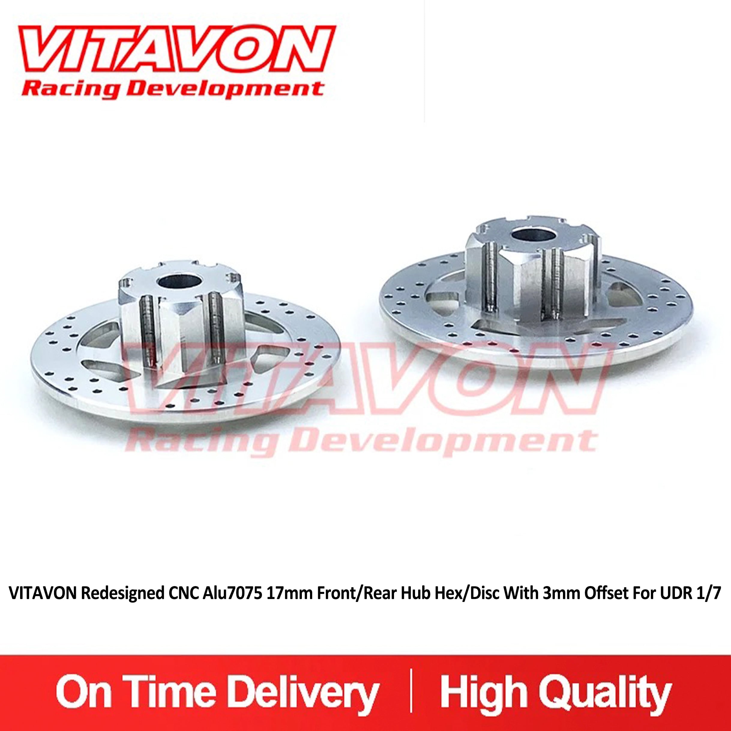 VITAVON CNC Alu7075 +3MM extended 17mm hex hub/Disc  Front/Rear for Traxxas UDR