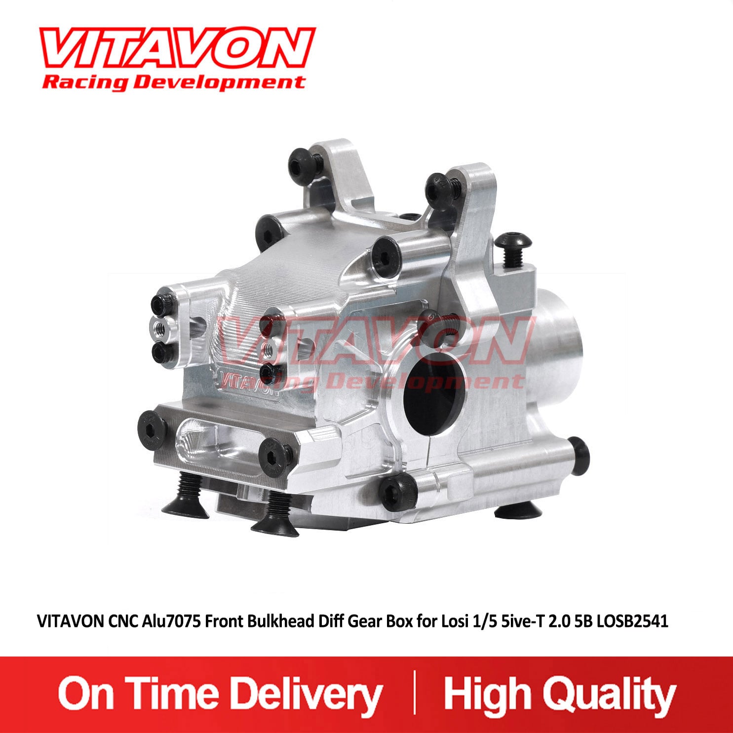 VITAVON CNC Alu7075 Front Bulkhead Diff Gear Box for Losi 1/5 5ive-T 2.0 5B LOSB2541