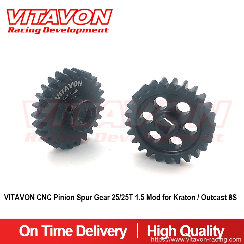 VITAVON CNC HD Steel 45# Pinion Spur Gear 20/30T 25/25T 25/30T 1.5 Mod for Kraton / Outcast 8S