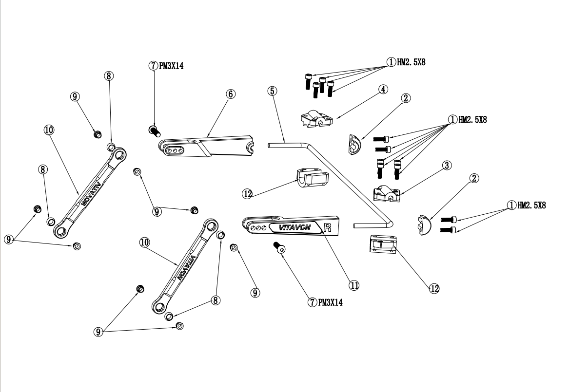 VITAVON CNC Alu7075 Redesigned Rear SWAY BAR For Traxxas UDR 1/7