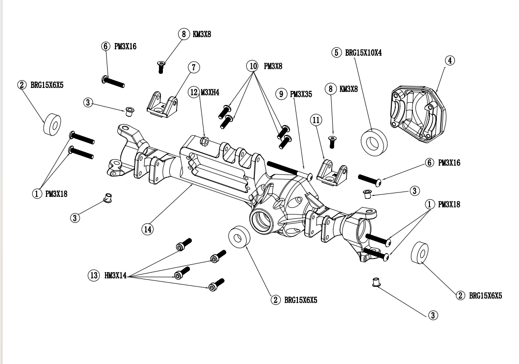 VITAVON CNC Alu Rear Steering(Mirror) axle housing for Axial RBX10 Ryft
