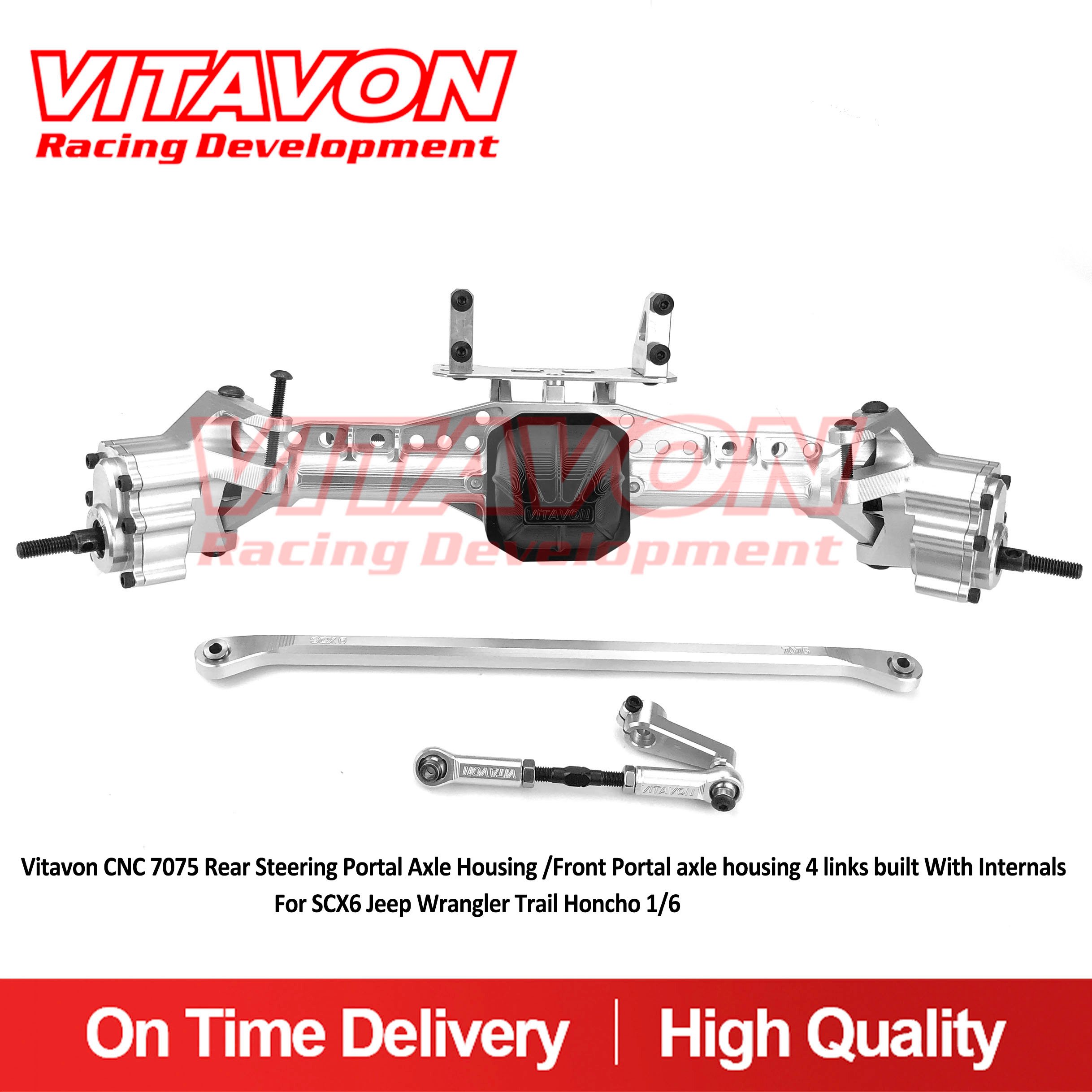 Vitavon CNC 7075 Rear Steering Portal Axle Housing /Front Portal axle housing 4 links built With Internals For SCX6 Jeep Wrangler Trail Honcho 1/6