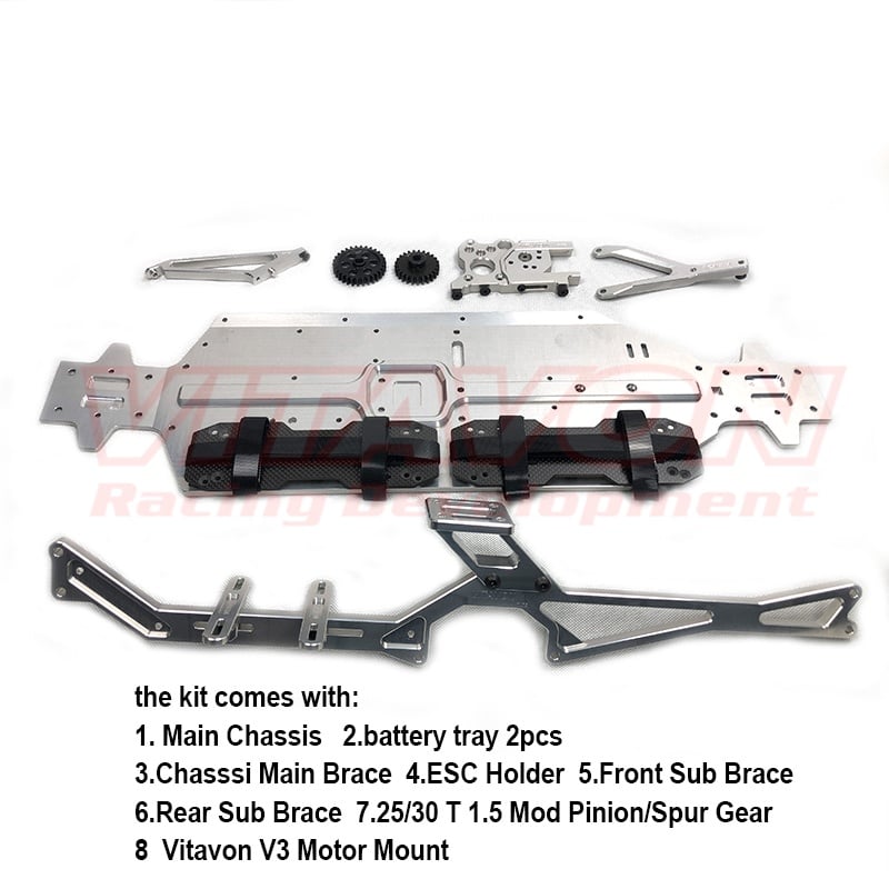 Vitavon CNC Alu 7075 Redesigned Chassis Kit for Kraton 8S Max 4 Combo