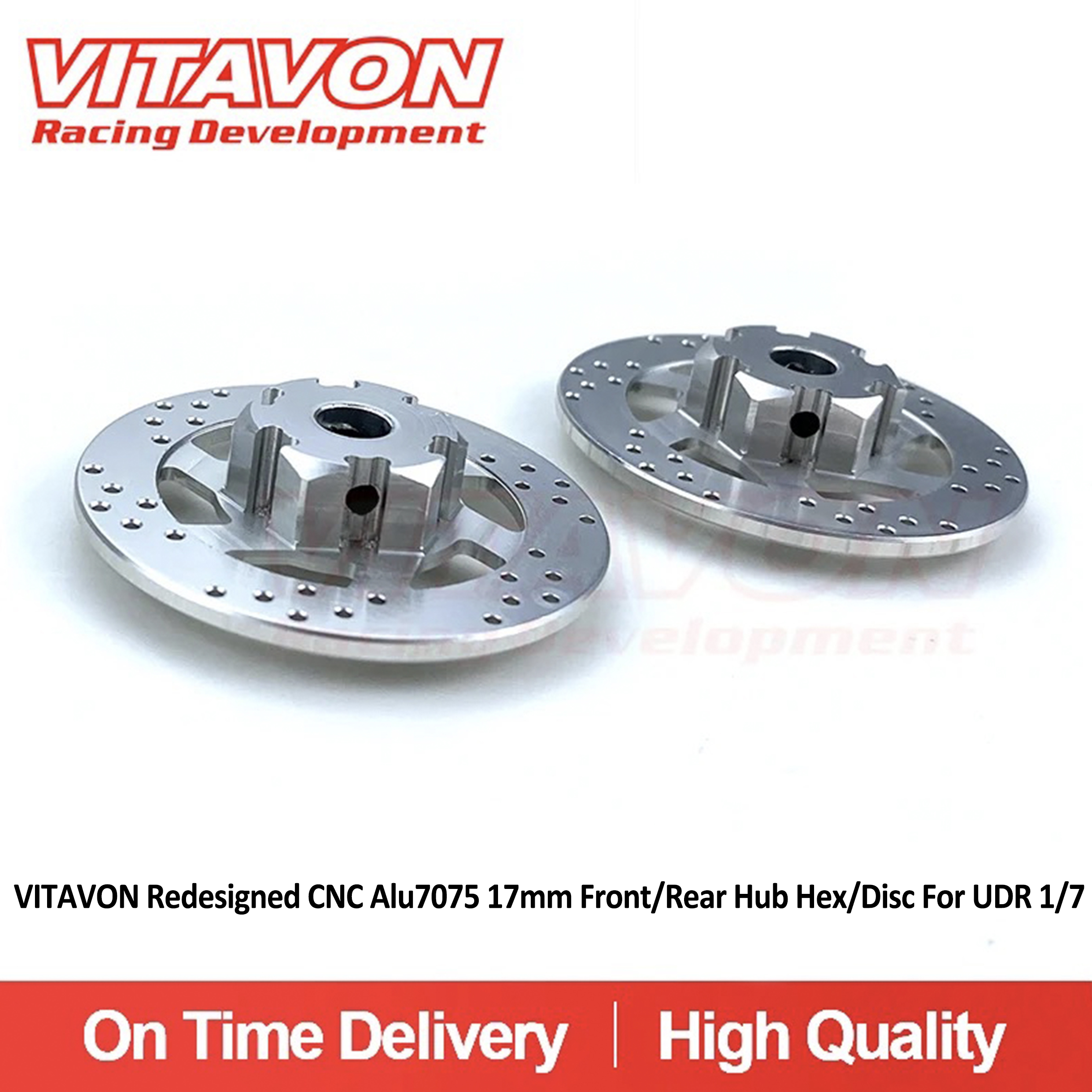 VITAVON CNC Alu7075 +0MM extended 17mm hex hub/Disc  Front/Rear for Traxxas UDR