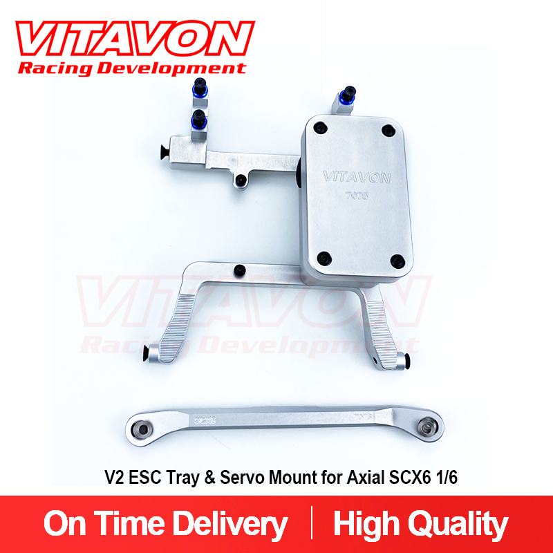 VITAVON CNC Alu7075 V2 ESC Tray & Servo Mount for Axial SCX6 Jeep Wrangler Trail Honcho 1/6