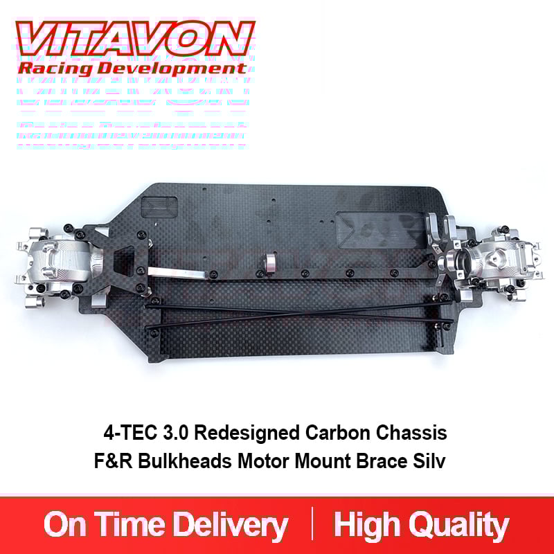 Vitavon 4-TEC 3.0 Corvette Redesigned Carbon Chassis F&R Bulkheads Motor Mount Brace