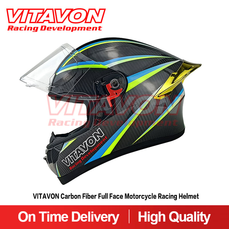 VITAVON Carbon Fiber Full Face Motorcycle Racing Helmet