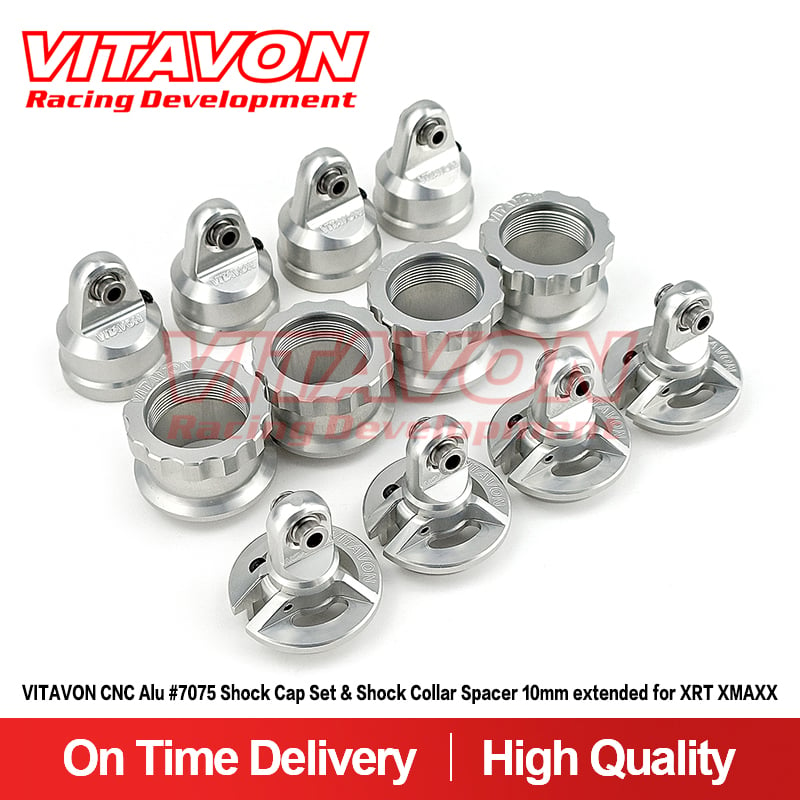 VITAVON CNC Alu #7075 Shock Cap Set & Shock Collar Spacer 10mm extended for XRT XMAXX