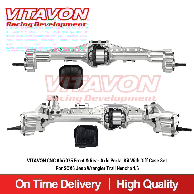 VITAVON CNC Alu7075 Front & Rear Axle Portal Kit With Diff Case Set For SCX6 Jeep Wrangler Trail Honcho 1/6