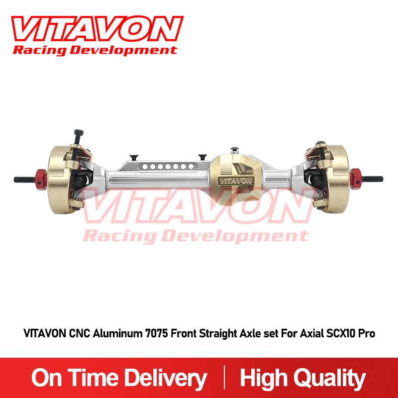 VITAVON CNC Aluminum7075&Brass Front Straight Axle set For Axial SCX10 Pro
