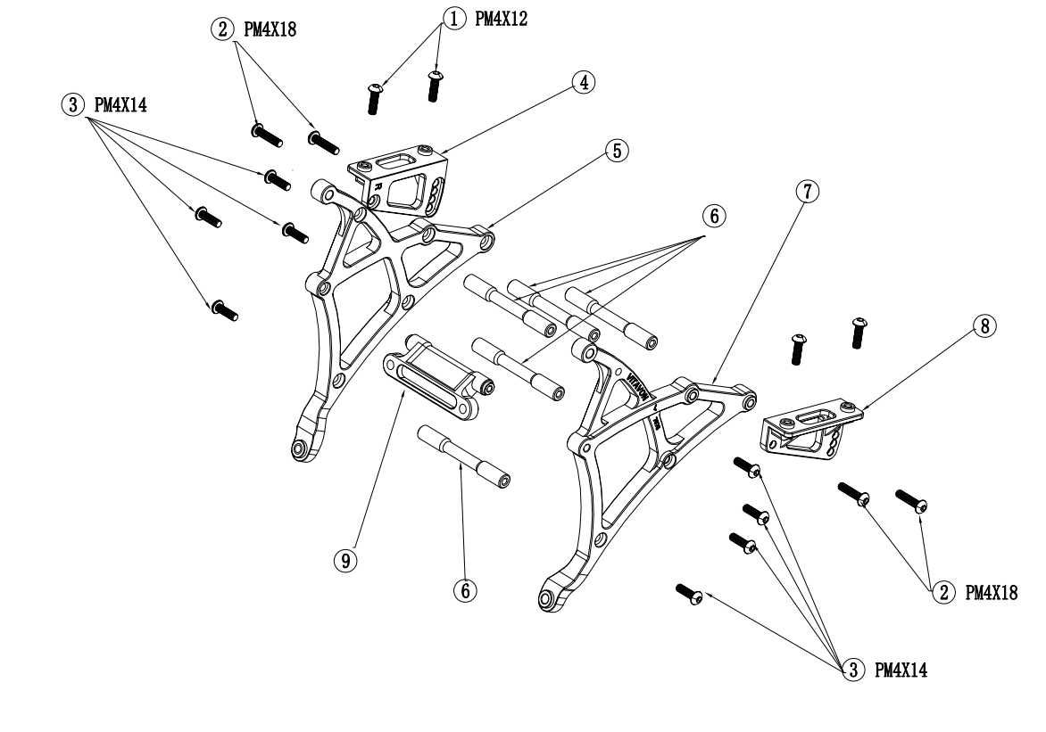 VITAVON Wing Mount Support Adjustabled CNC Alu7075 for DBXL E 2.0 DBXL GAS BUGGY
