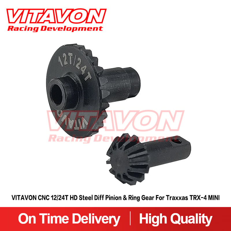 VITAVON CNC 12/24T HD Steel Diff Pinion & Ring Gear For Traxxas TRX-4 MINI