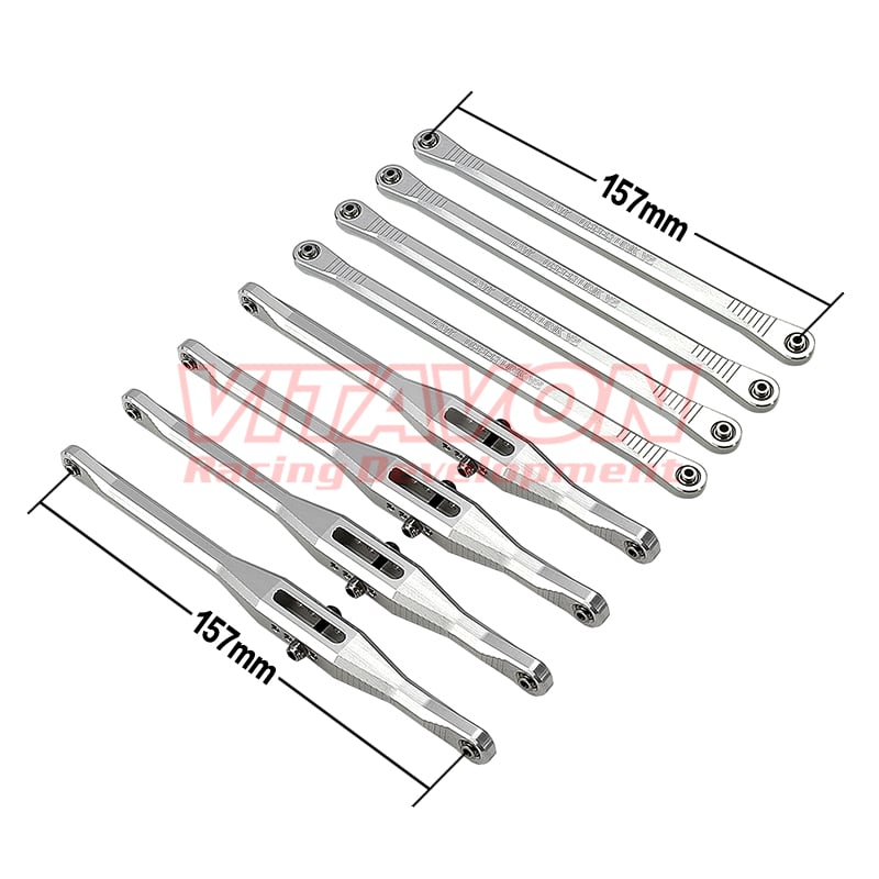 VITAVON CNC Aluminum 7075 V2 Longer Upper And Lower Links Set eye to eye 157MM For LMT Mega Mud Truck