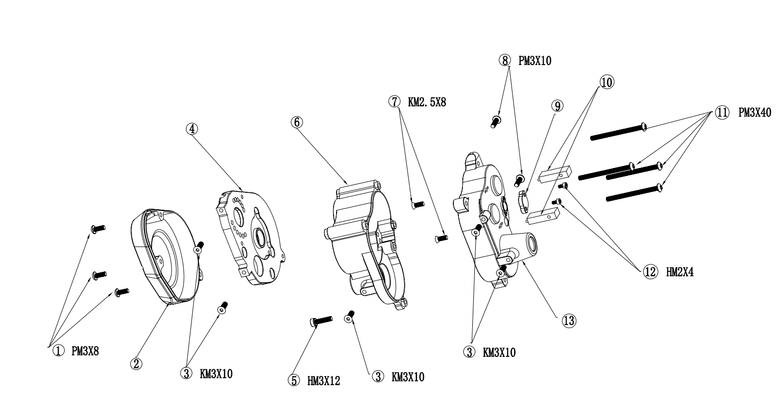 VITAVON CNC Alu 7075 Center Transmission for Axial RBX10 RYFT 4WD Bouncer 1/10