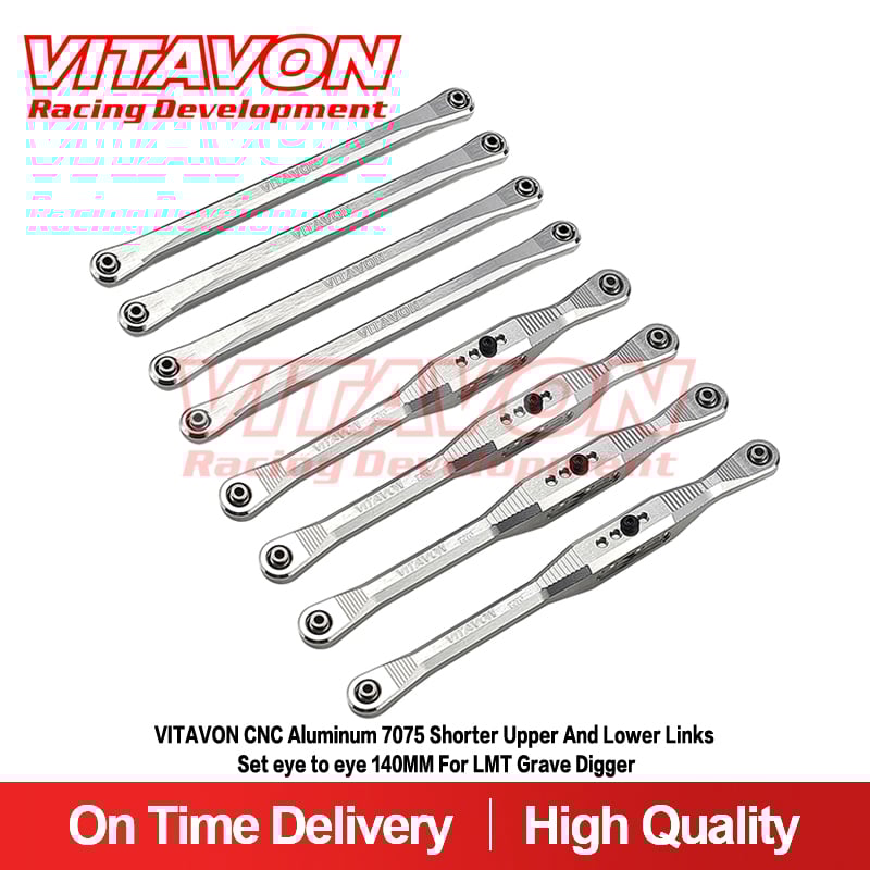 VITAVON CNC Aluminum 7075 Shorter Upper And Lower Links Set eye to eye 140MM For LMT Grave Digger