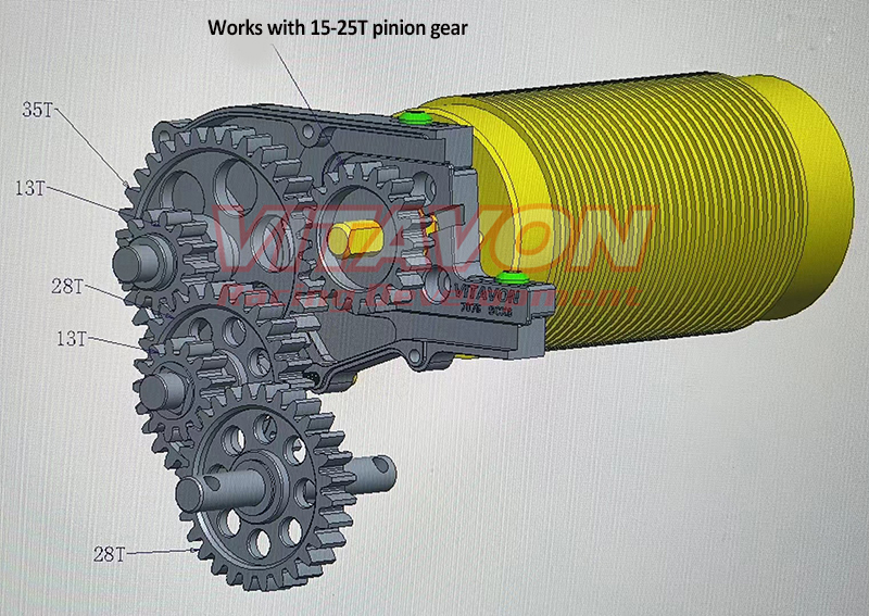 VITAVON Redesigned Center Tranny with 1.5 Mod Gears & Skid Plate Custom 4 Links Built For Axial SCX6 Jeep Wranger Trail Honcho