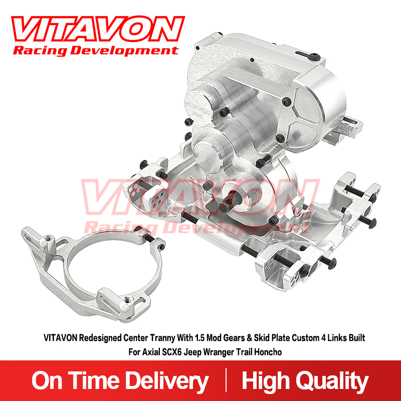 VITAVON Redesigned Center Tranny with 1.5 Mod Gears & Skid Plate Custom 4 Links Built For Axial SCX6 Jeep Wranger Trail Honcho