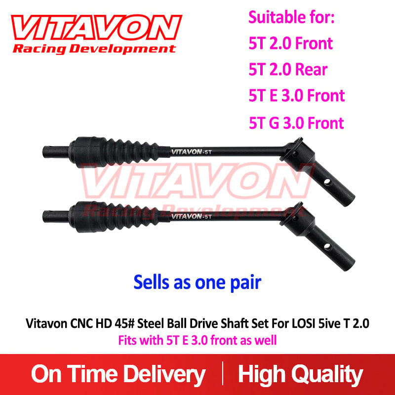 VITAVON CNC HD 45# Steel Ball Drive Shaft Set For LOSI 5T 2.0 Front or Rear 5T E 3.0 Front 5T G 3.0 Front