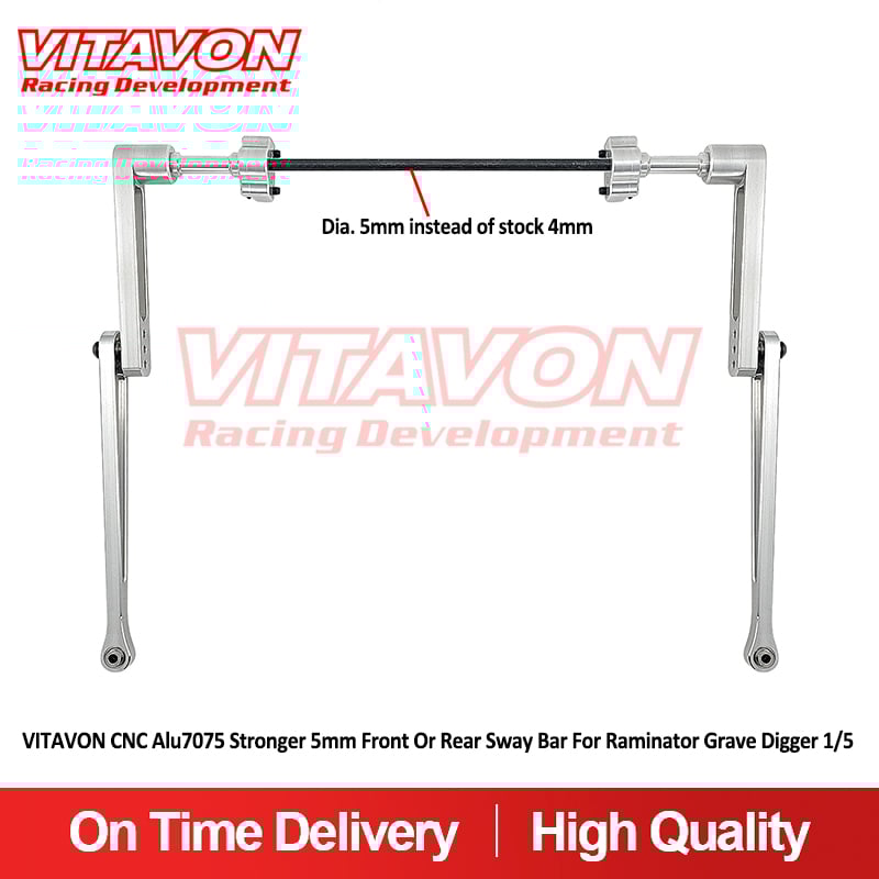 VITAVON CNC Alu7075 Stronger 5mm Front Or Rear Sway Bar For Raminator Grave Digger 1/5