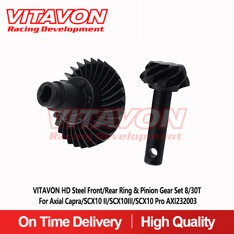 VitavonVITAVON HD Steel Front/Rear Ring & Pinion Gear Set 8/30T For Axial Capra/SCX10 II