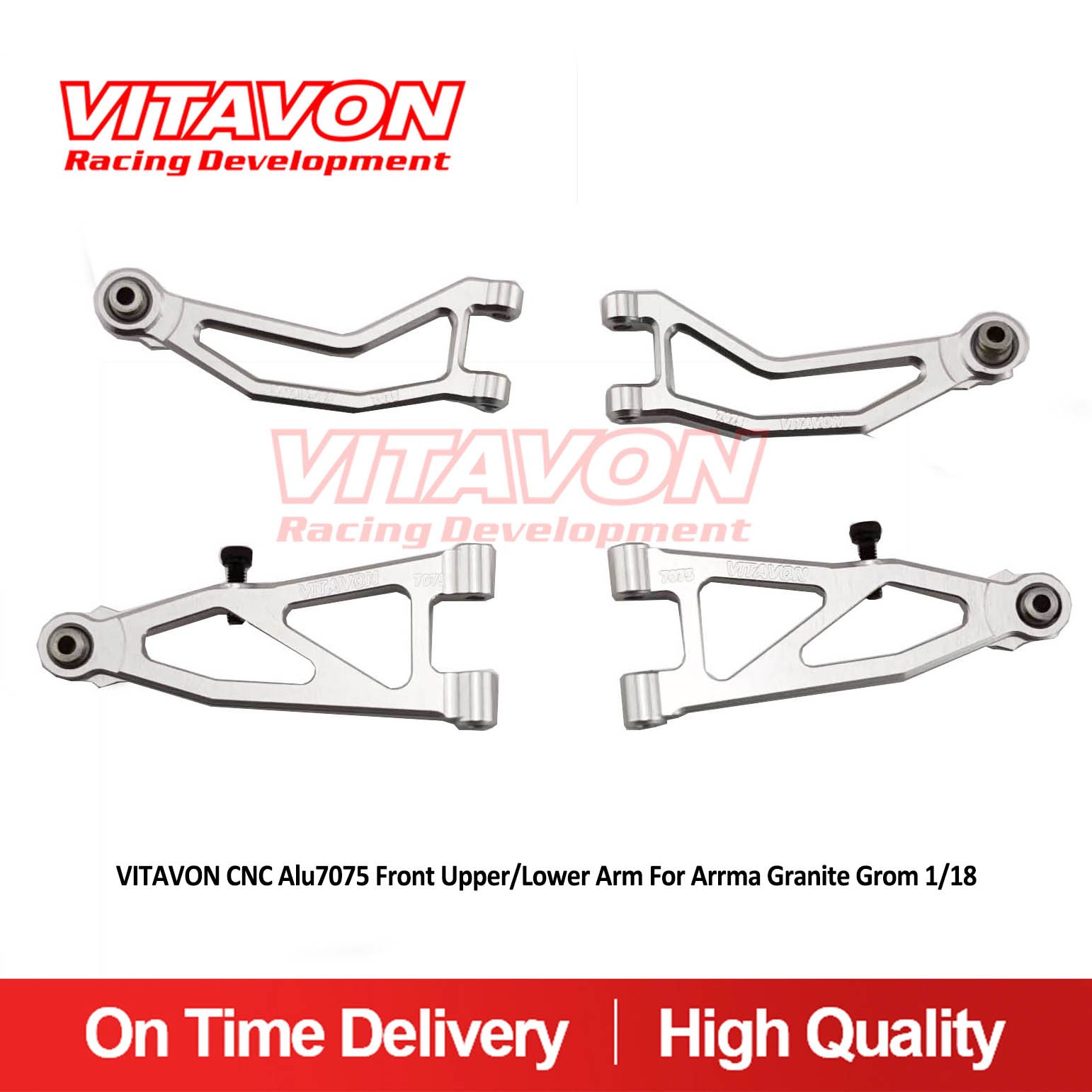 VITAVON CNC Alu7075 Front Upper/Lower Arm For Arrma Granite Grom &Typhon Grom 1/18 ARA320809