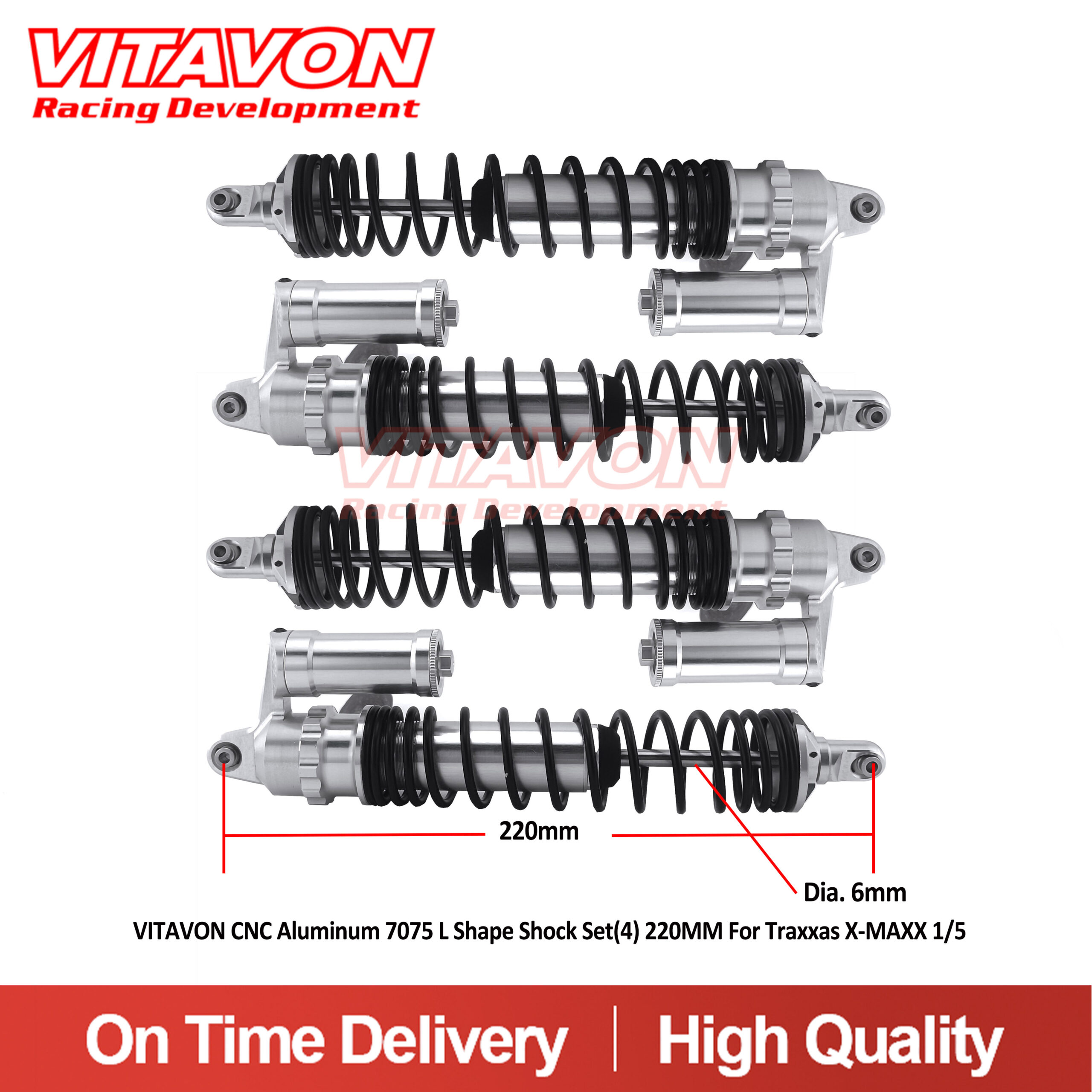 VitavonVITAVON CNC Aluminum 7075 L Shape Shock Set(4) 220MM