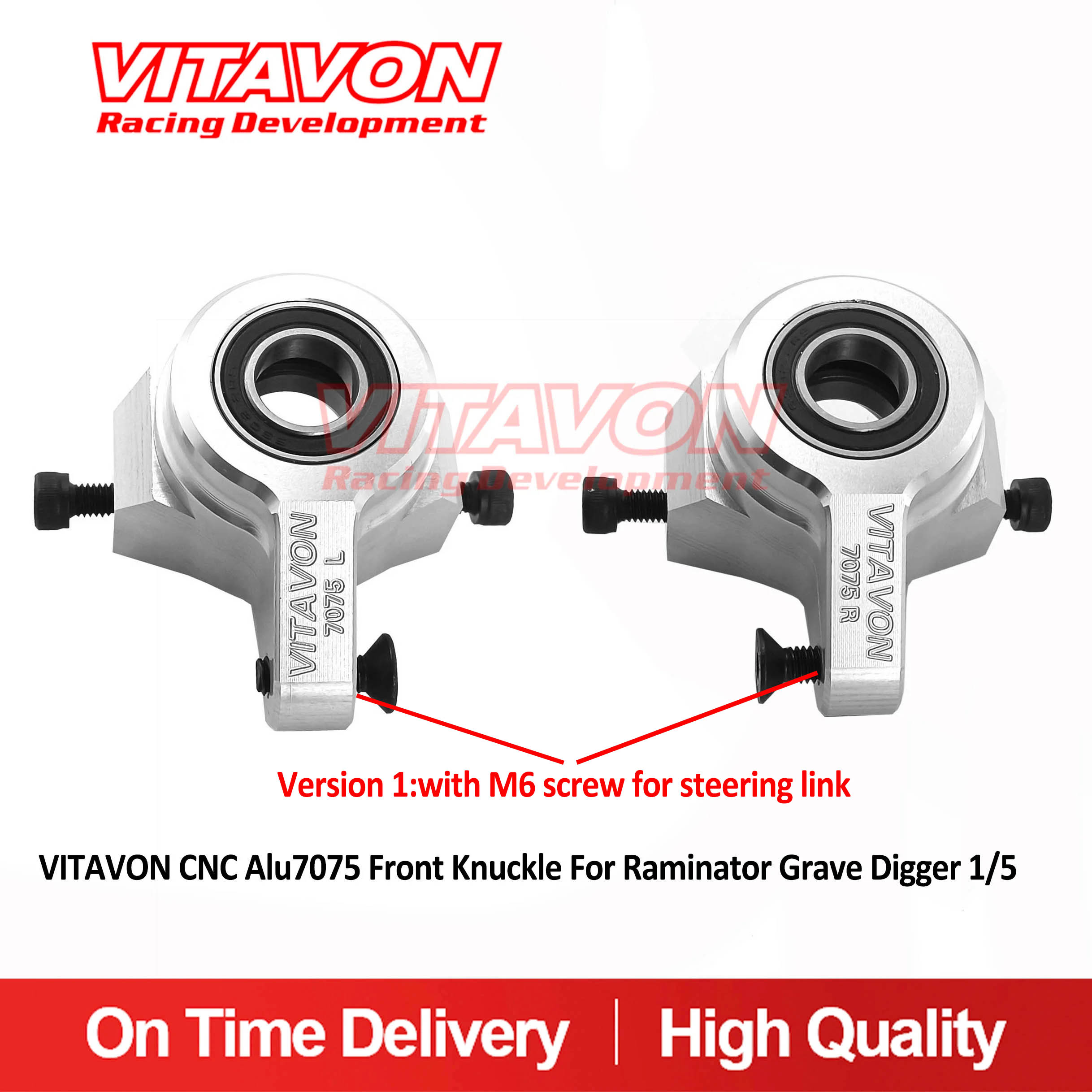 VITAVON CNC Alu7075 Front Knuckle For Raminator Grave Digger 1/5