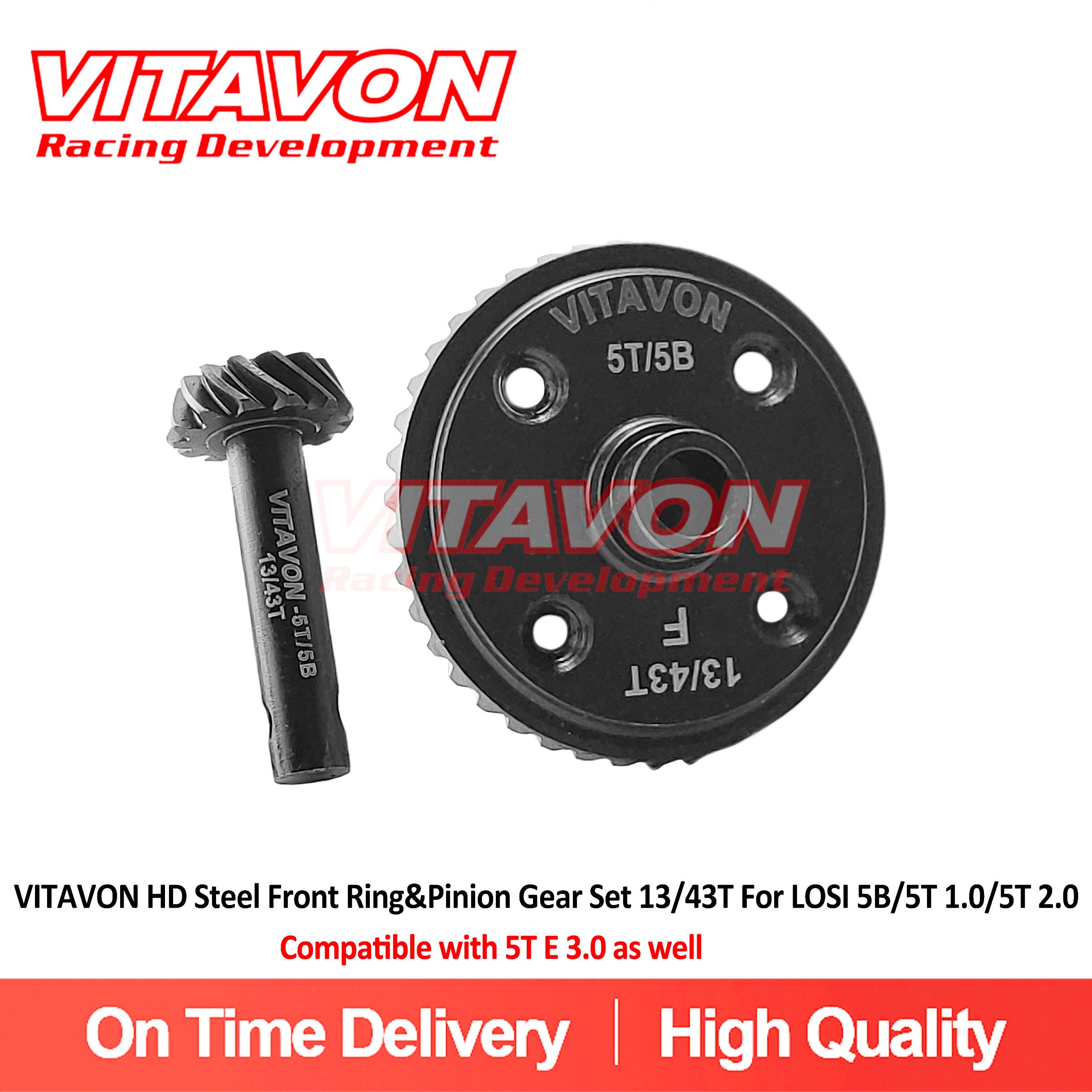VITAVON HD Steel Front Ring&Pinion Gear Set 13/43T For LOSI 5B/5T 1.0/5T 2.0/5T E 3.0