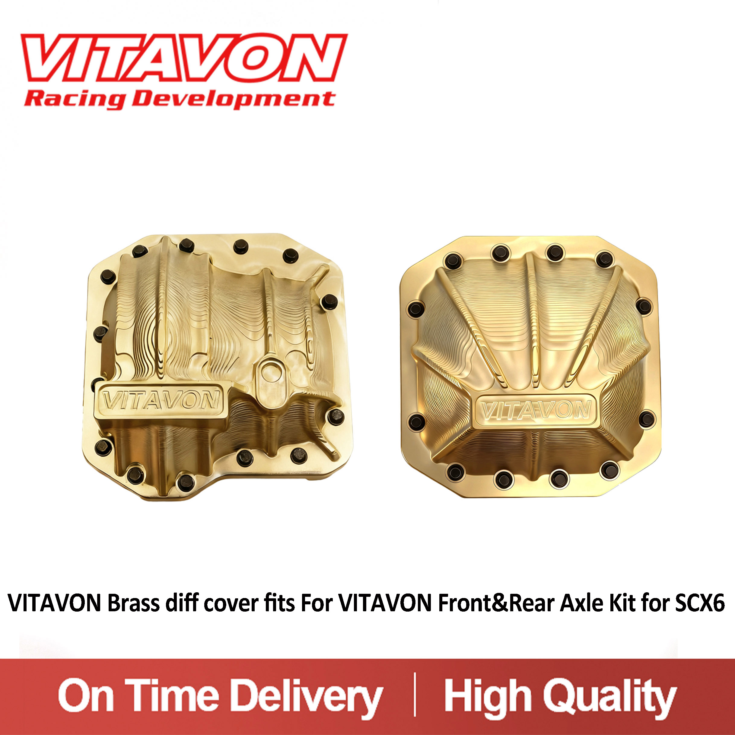 VITAVON CNC F/R Brass Diff Cover Fits For Vitavon SCX6 Front and Rear Axle Housing/Rear Steering Axle Housing Only