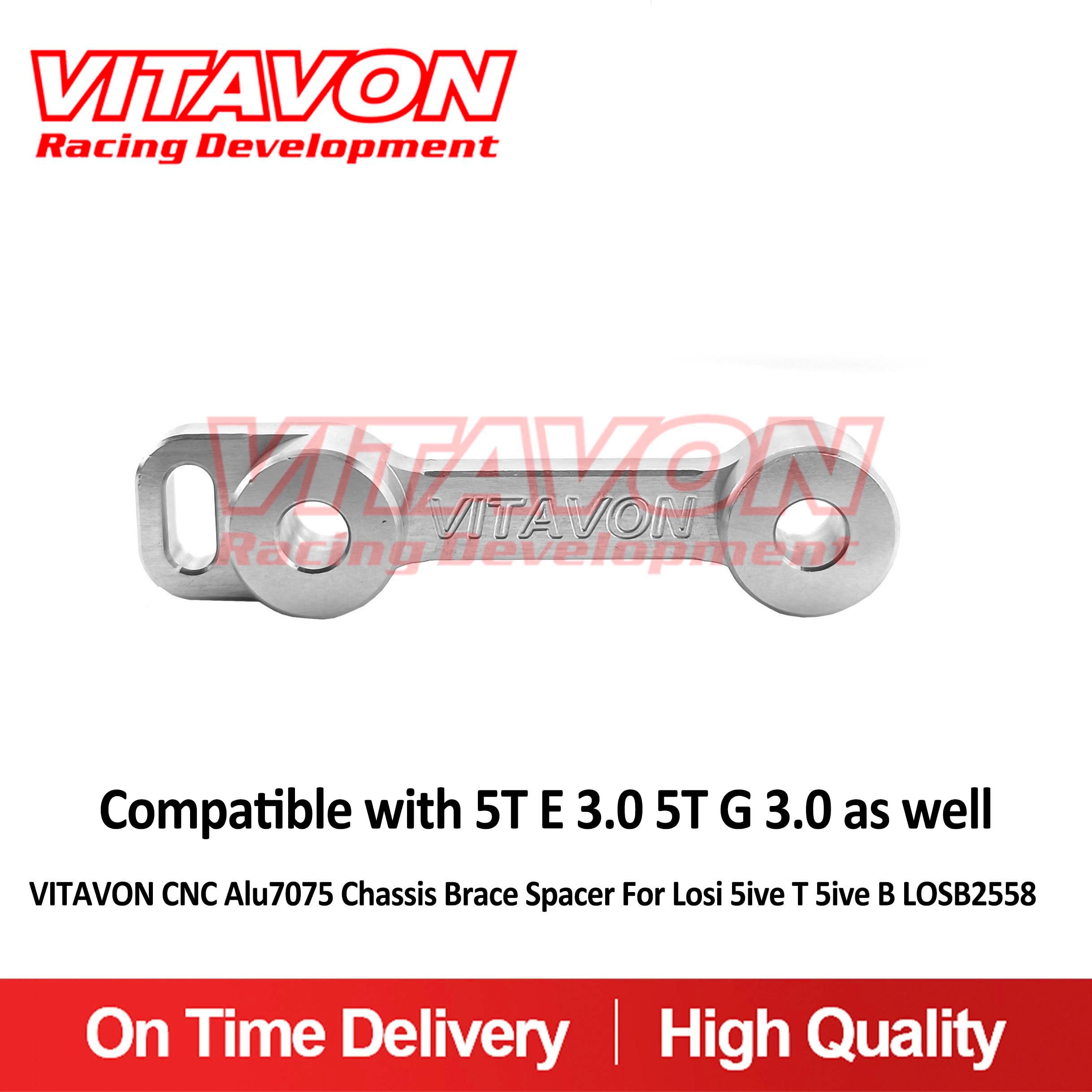 VITAVON CNC Alu7075 Chassis Brace Spacer For Losi 5iveT 2.0 5ive T E 3.0 5ive T G 3.0 5ive B LOSB2558