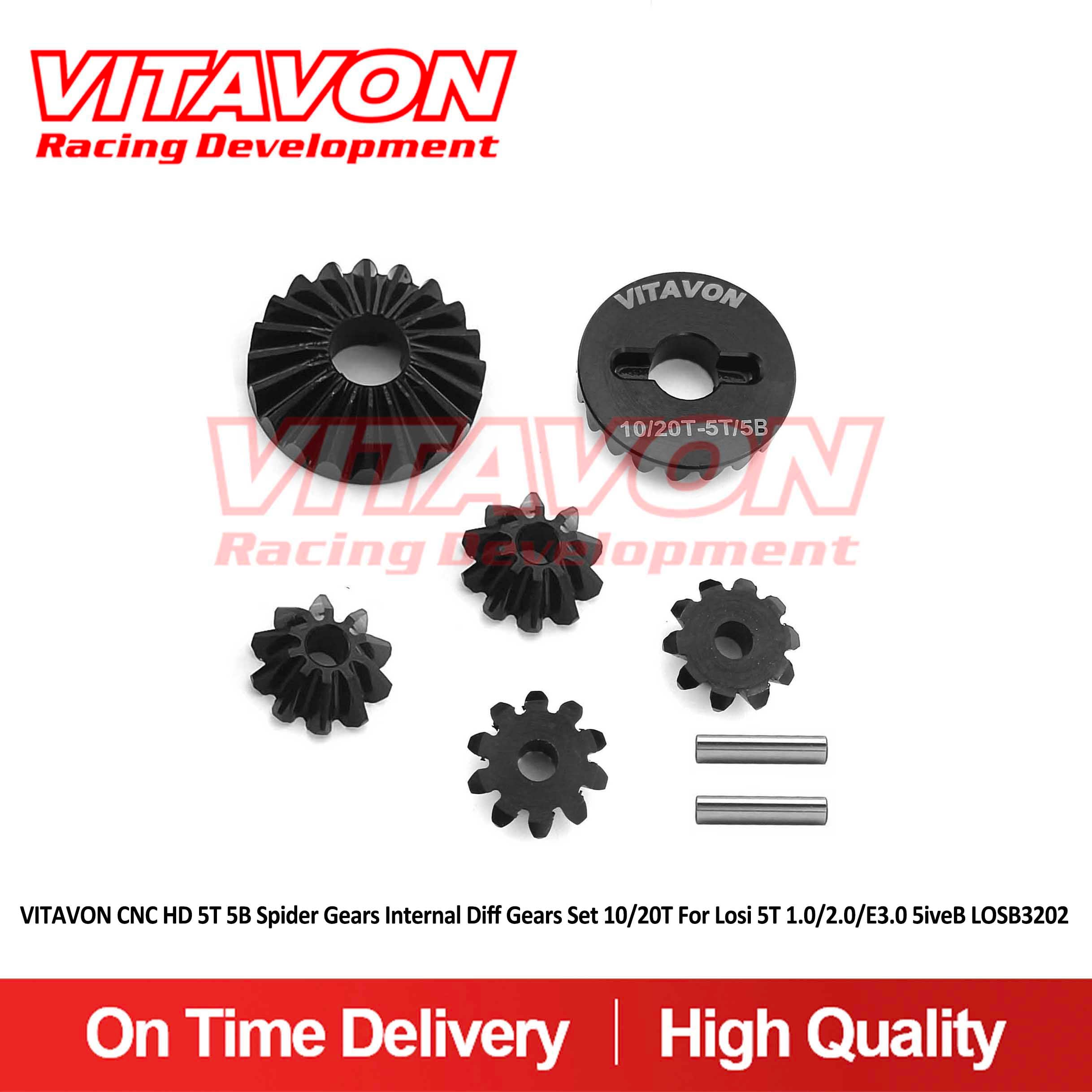 VITAVON CNC HD 5T 5B Spider Gears Internal Diff Gears Set 10/20T For Losi 5iveT 1.0/2.0/E 3.0 5iveB LOSB3202