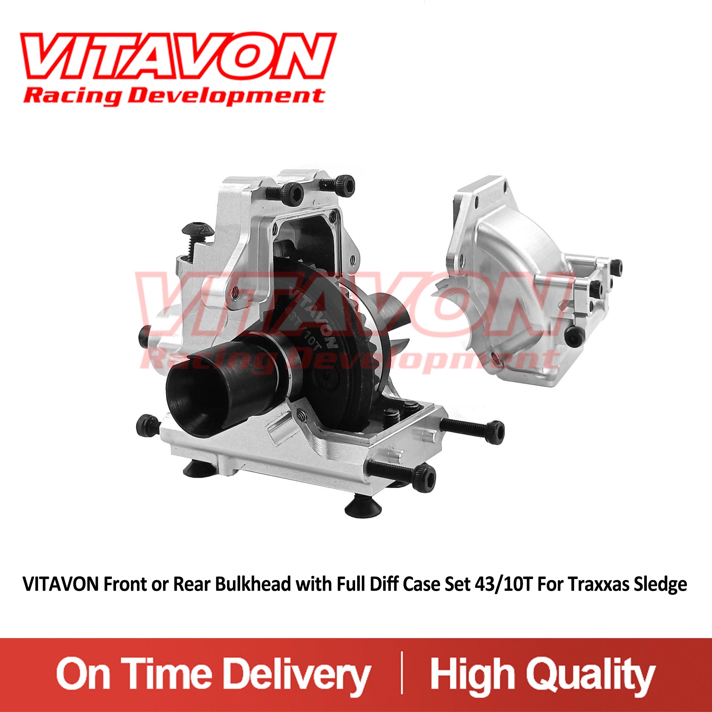 VITAVON front Or Rear Bulkhead with Full Diff Case Set 43/10T For Traxxas Sledge
