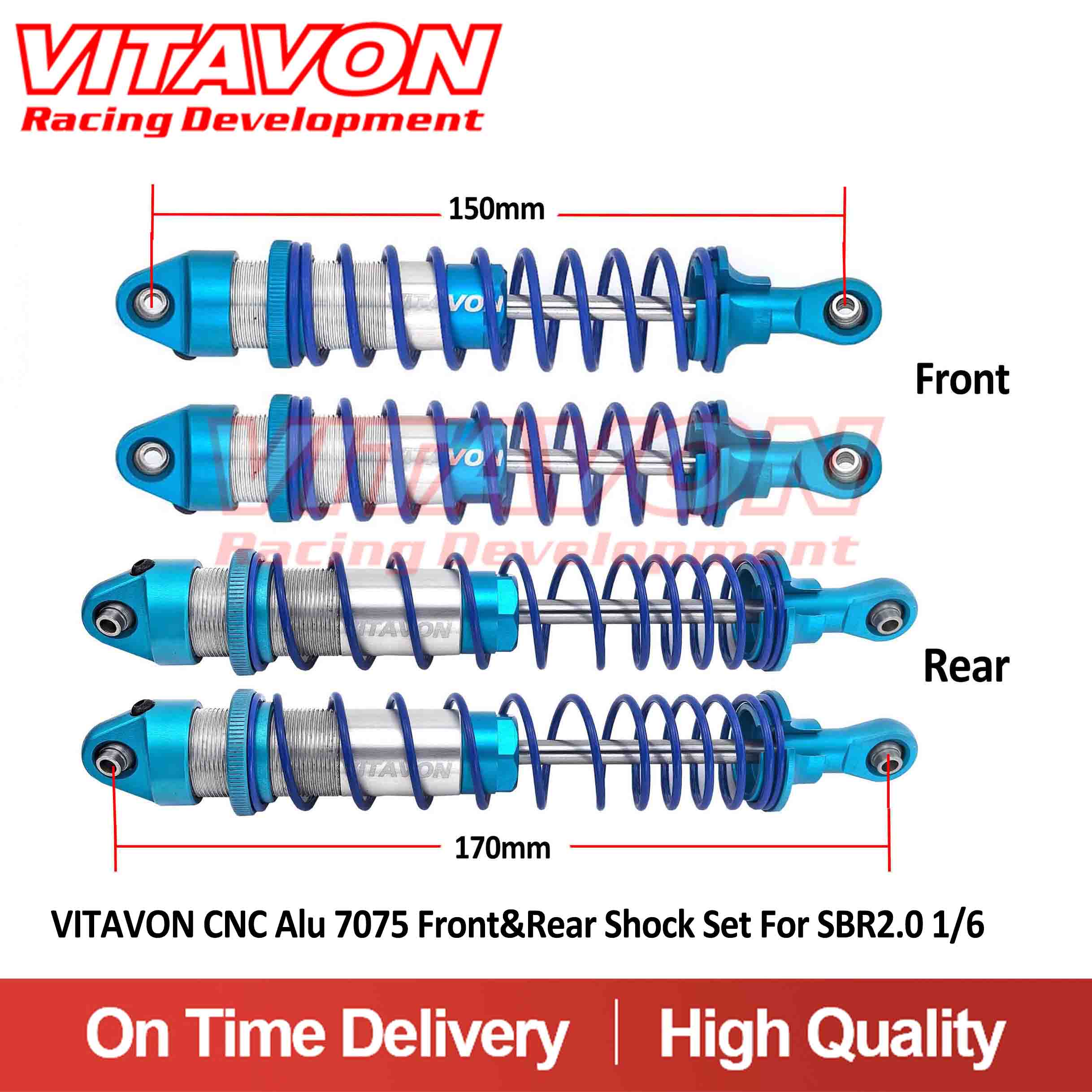 VITAVON CNC Alu 7075 Front&Rear Shock Set For Losi SBR2.0  1/6
