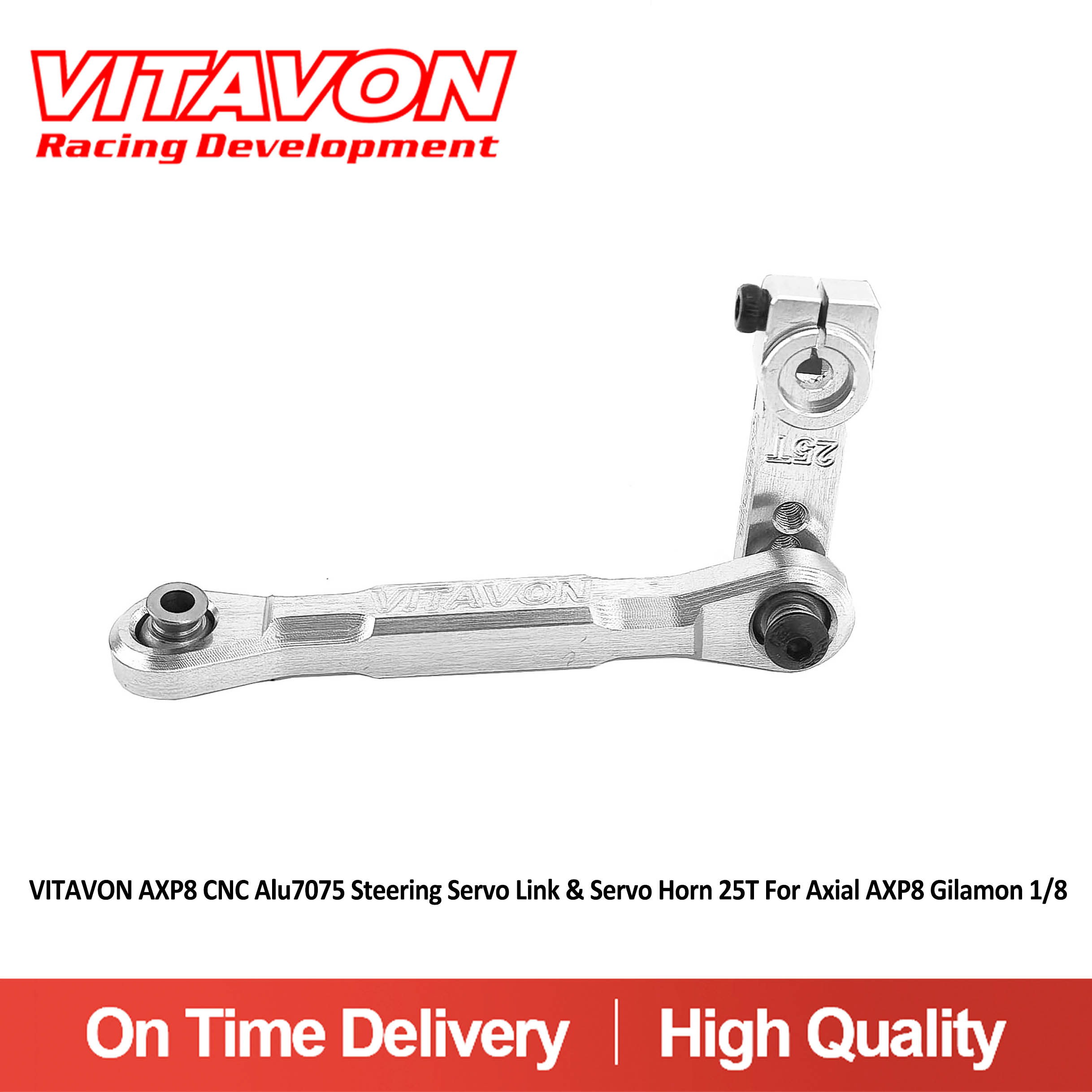VITAVON AXP8 CNC Alu7075 Steering Servo Link & Servo Horn 25T For Axial AXP8 Gilamon 1/8