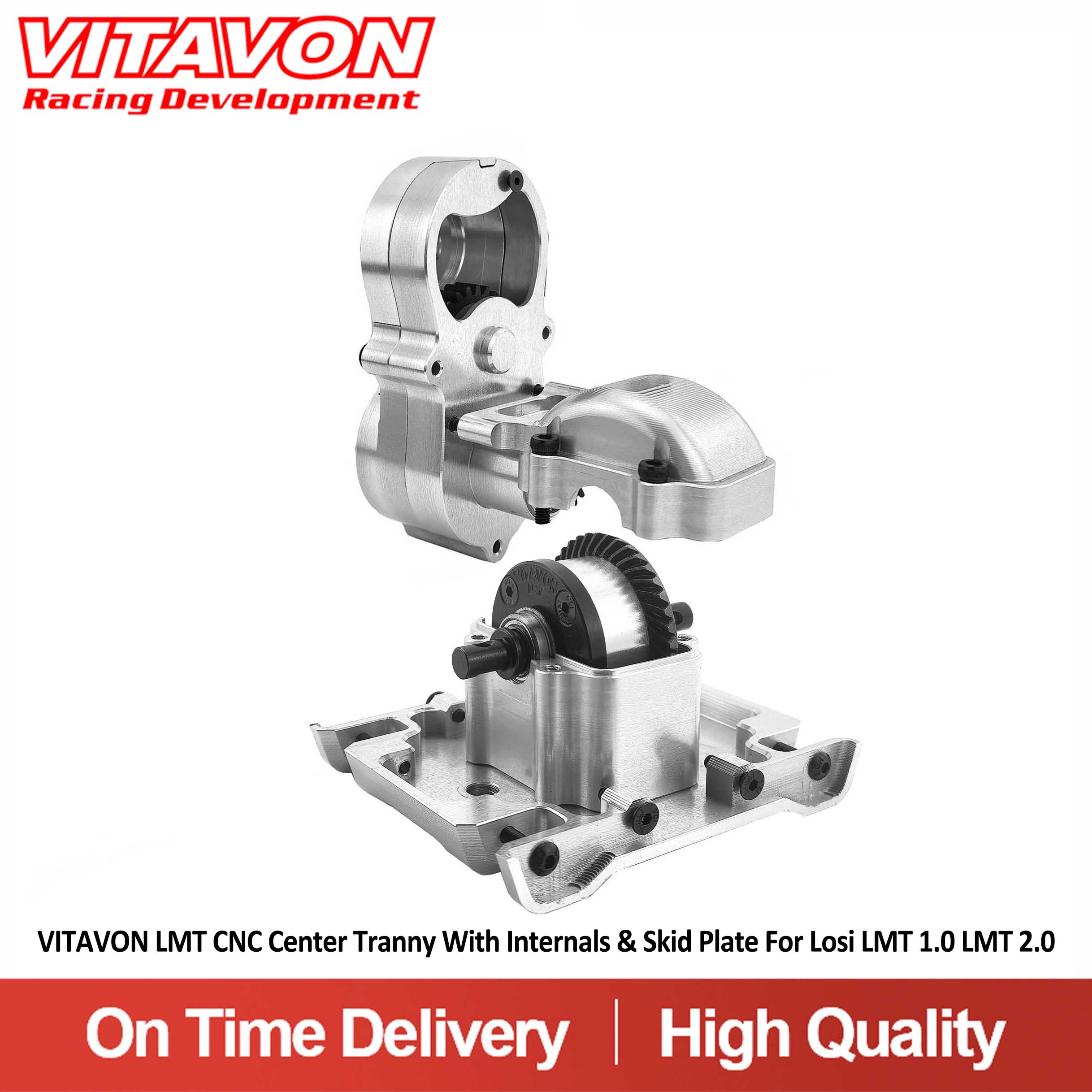 VITAVON LMT CNC Center Tranny With Internals & Skid Plate For LOSI LMT Grave Digger Mega Mud Truck 1/10