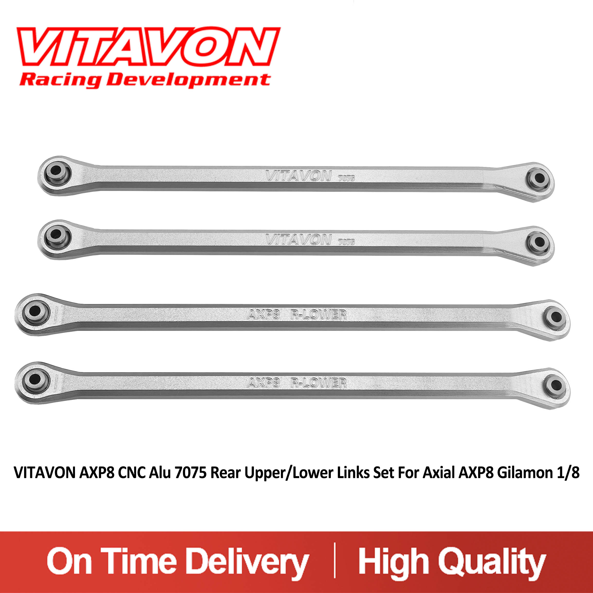 VITAVON AXP8 CNC Alu 7075 Rear Upper/Lower Links Set For Axial AXP8 Gilamon 1/8