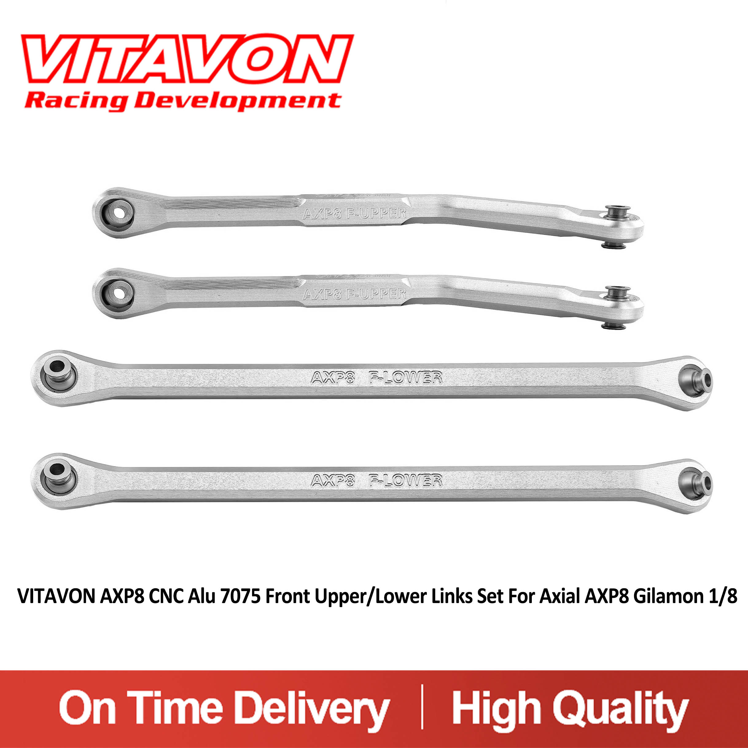 VITAVON AXP8 CNC Alu 7075 Front Upper/Lower Links Set For Axial AXP8 Gilamon 1/8