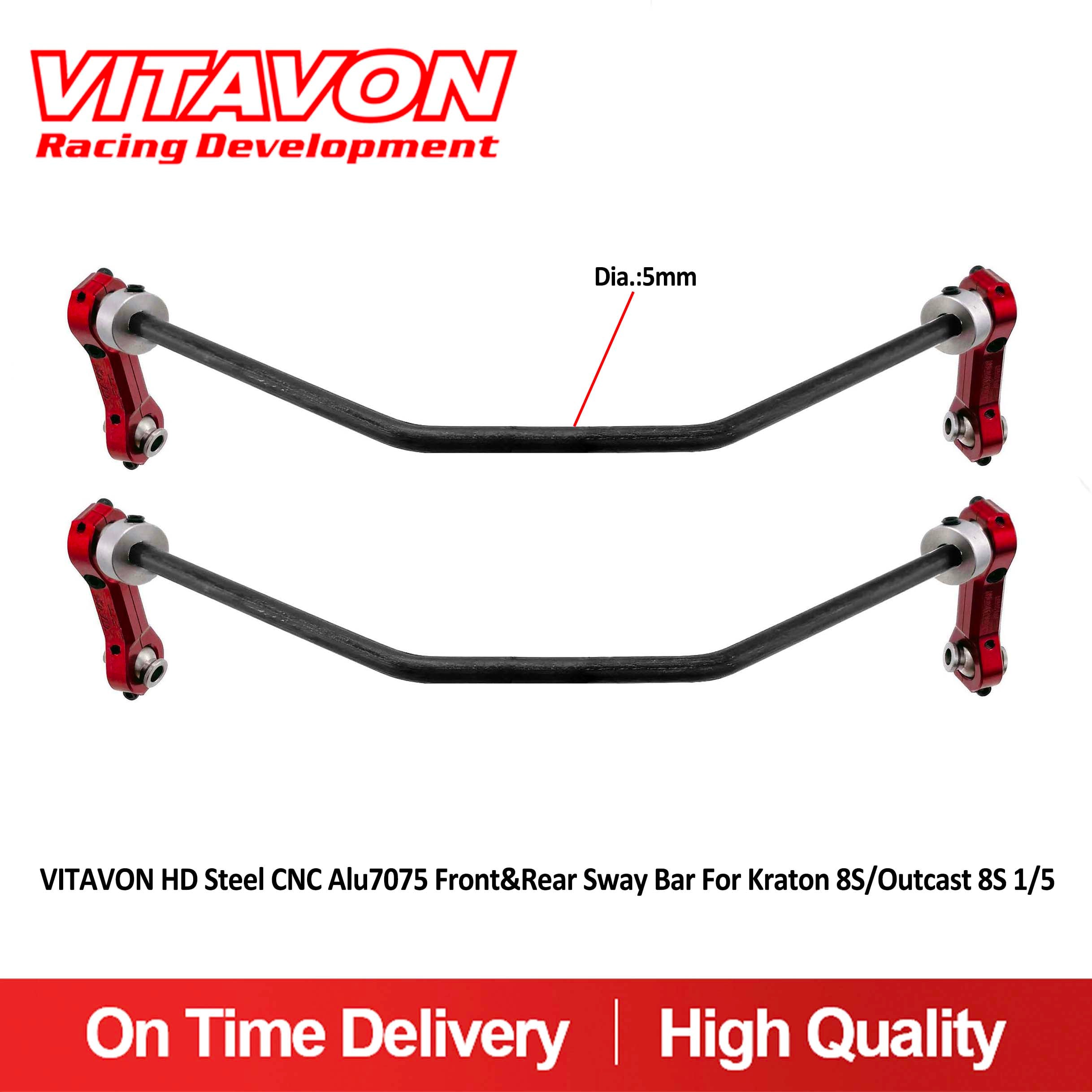 VITAVON K8S HD Steel CNC Alu7075 Front&Rear Sway Bar For Kraton 8S/Outcast 8S 1/5