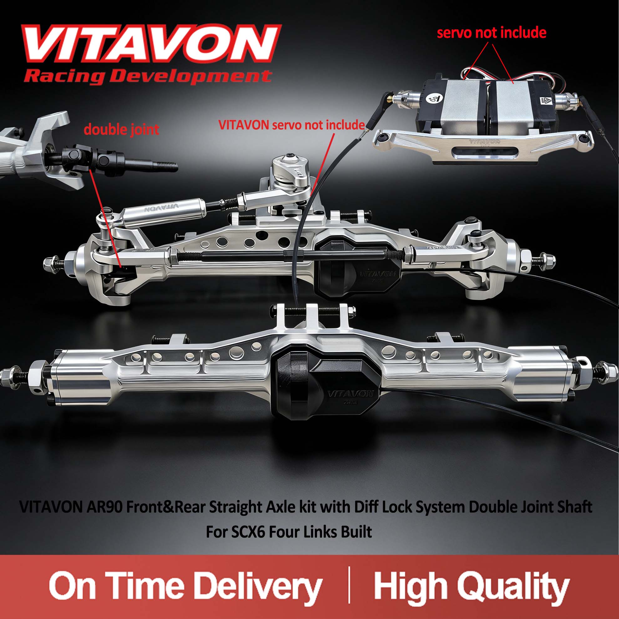 VITAVON AR90 Front&Rear Axle kit with Diff Lock System Double Joint Shaft For SCX6 Four links built