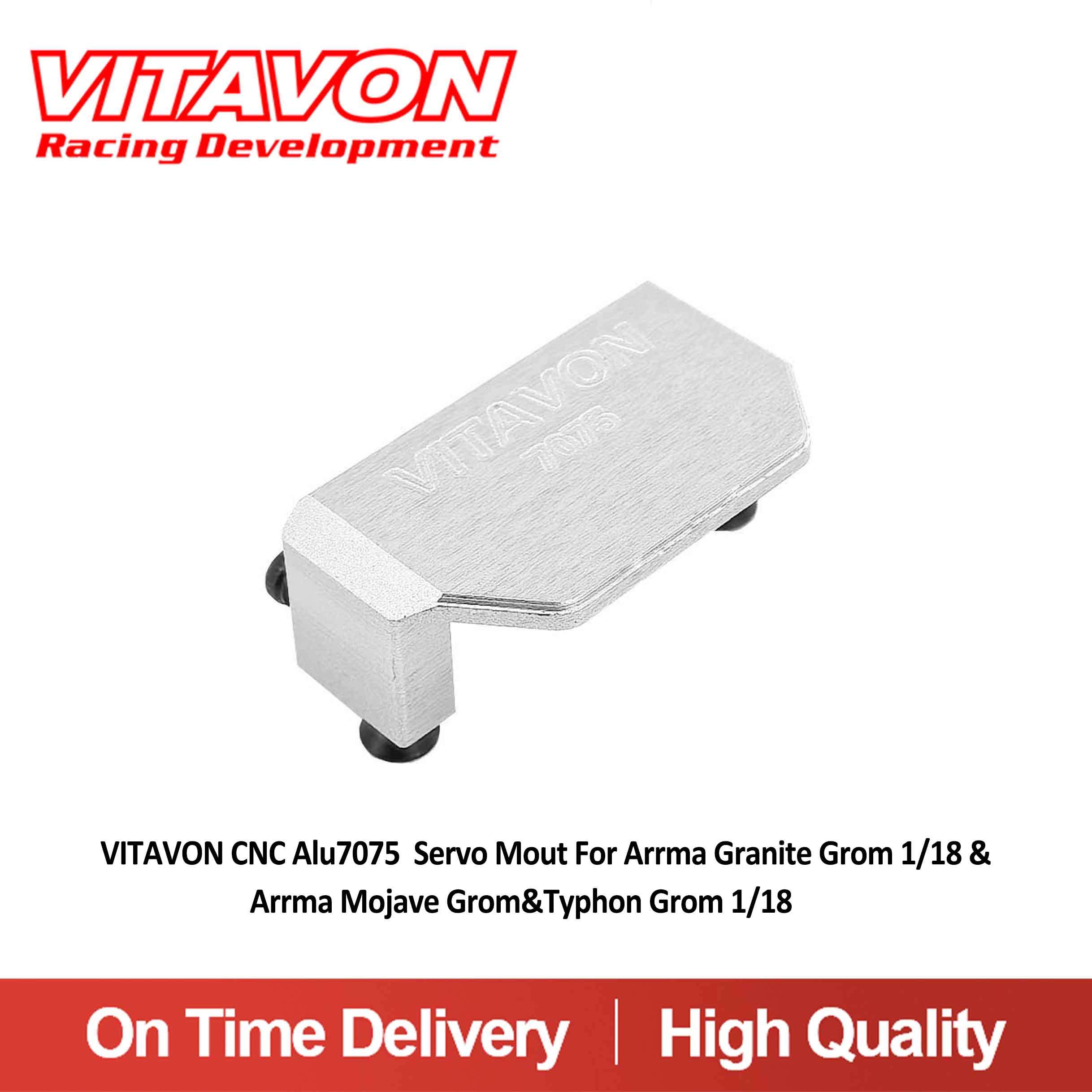 VITAVON CNC Alu7075  Servo Mout For Arrma Granite Grom 1/18 & Arrma Mojave Grom 1/16&Typhon Grom 1/14