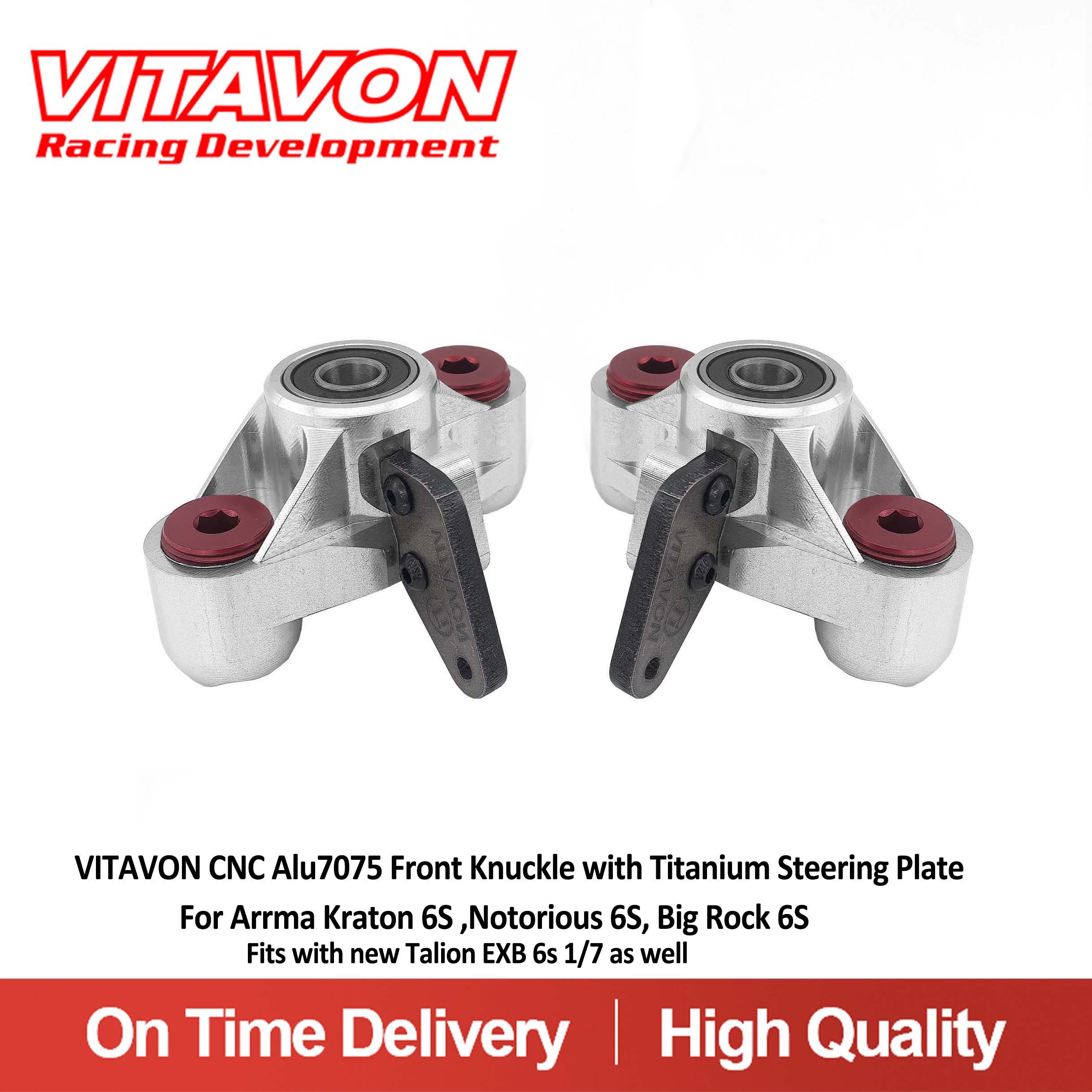 VITAVON CNC Alu7075 Front Knuckle with Titanium Steering Plate For kraton 6S Nortorious 6S,New Talion 6S EXB 1/7