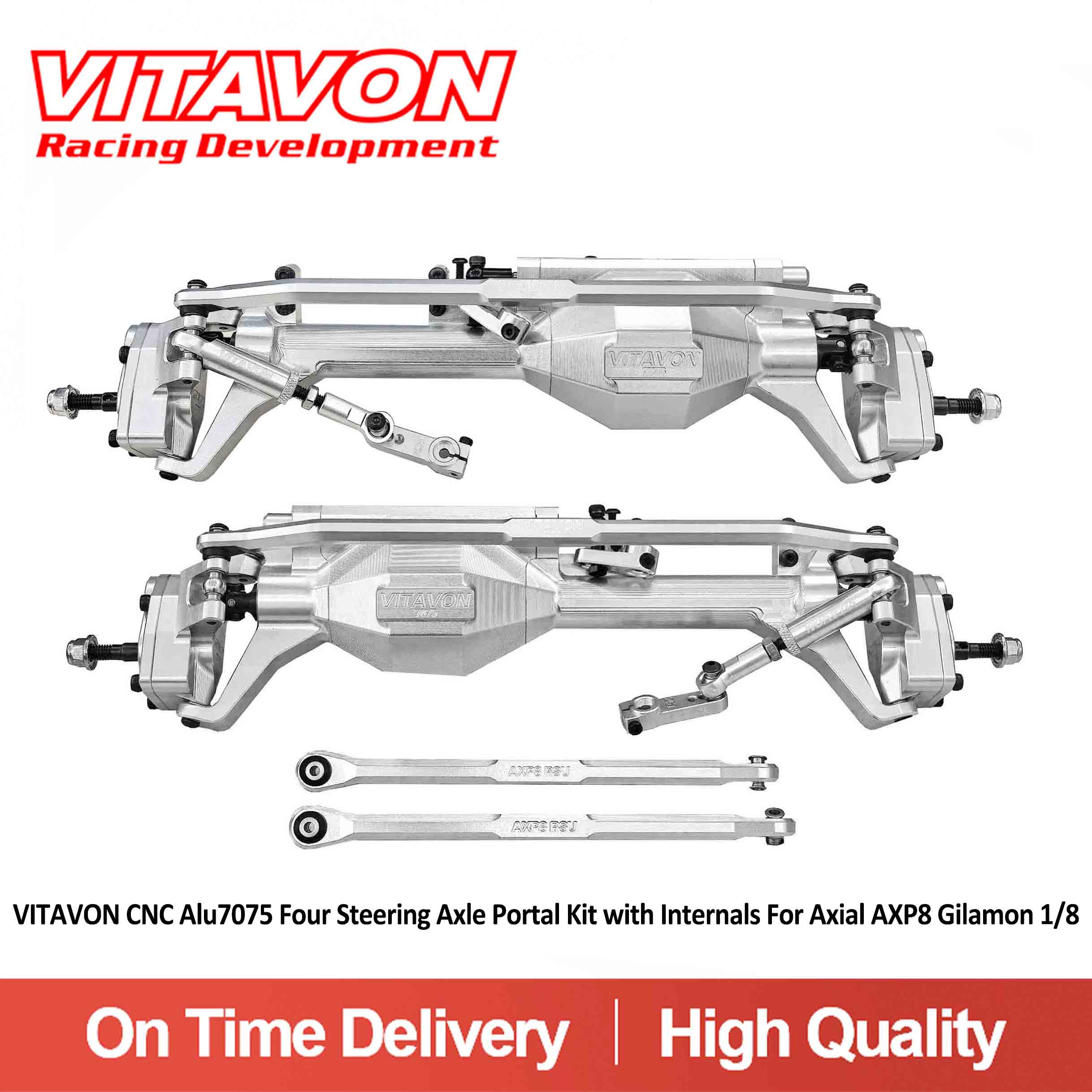 Vitavon CNC Alu7075 Four Steering Axle Portal Kit with internals ASD for Axial AXP8 Gilamon 1/8