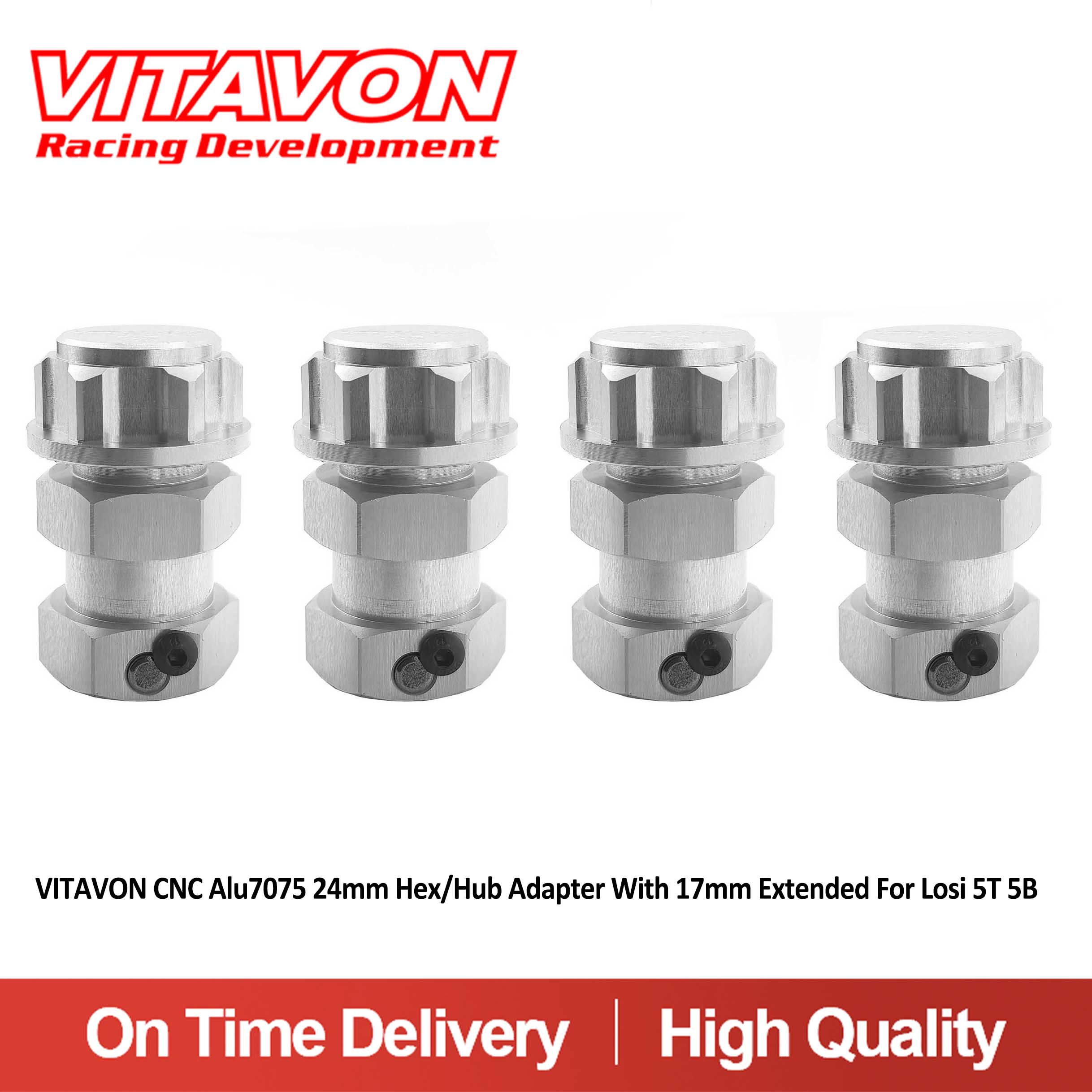VITAVON CNC Alu7075 24mm Hex/Hub Adapter M12X1.5 thread With 17mm Extended For Losi 5T 5B