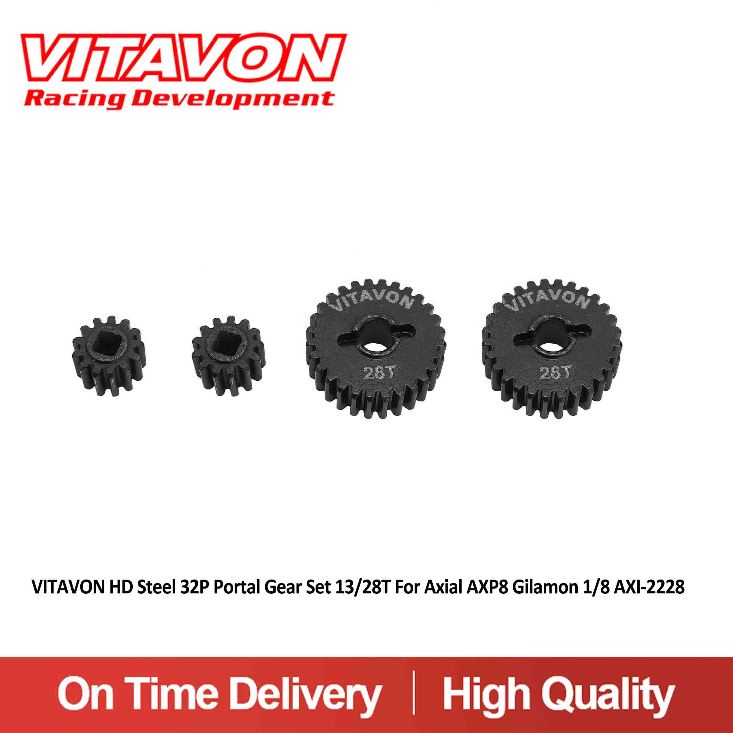 VITAVON HD Steel 32P Portal Gear Set 13/28T For Axial AXP8 Gilamon 1/8 AX1-2228