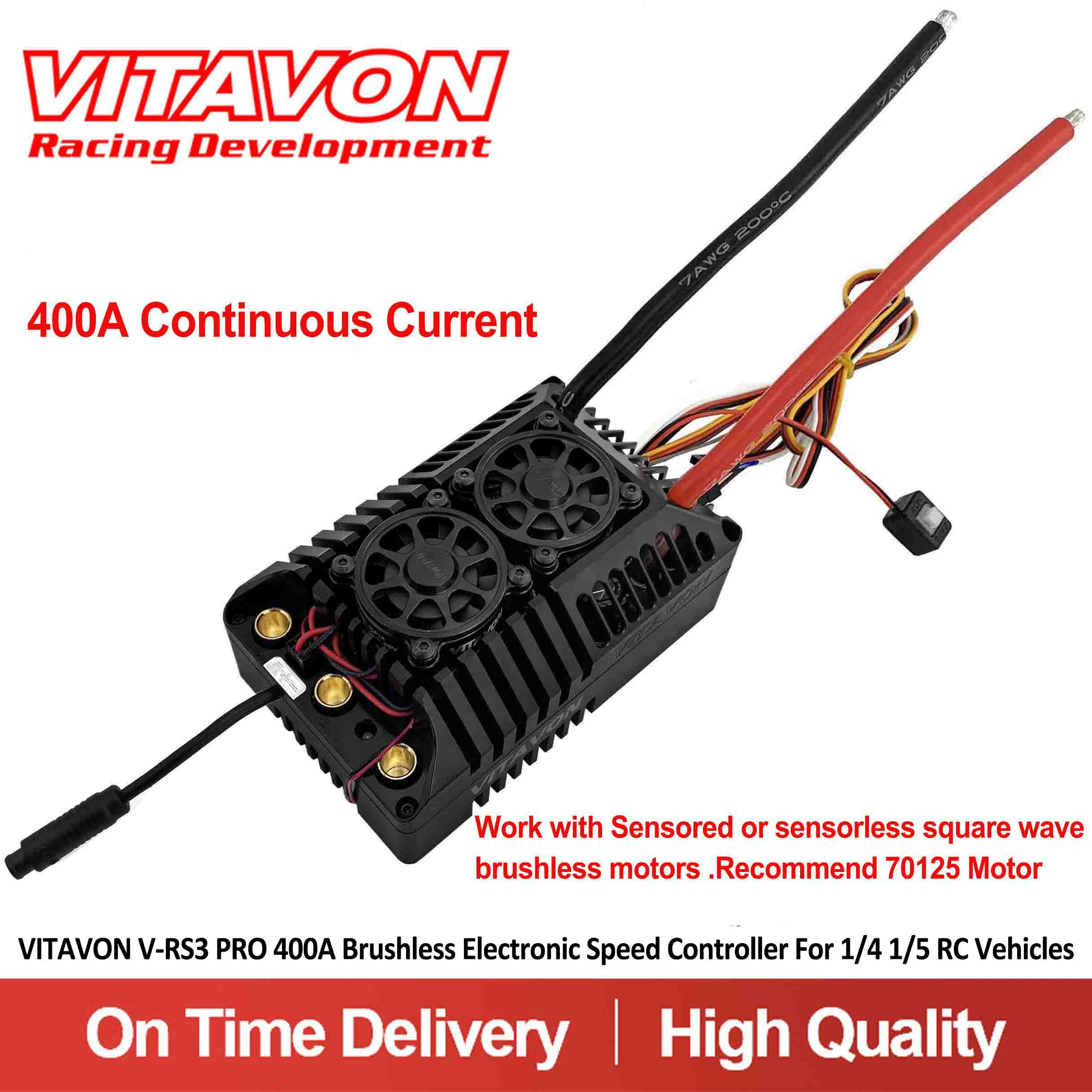VITAVON V-RS3 PRO 400A Brushless Electronic Speed Controller For 1/4 1/5 RC Vehicles