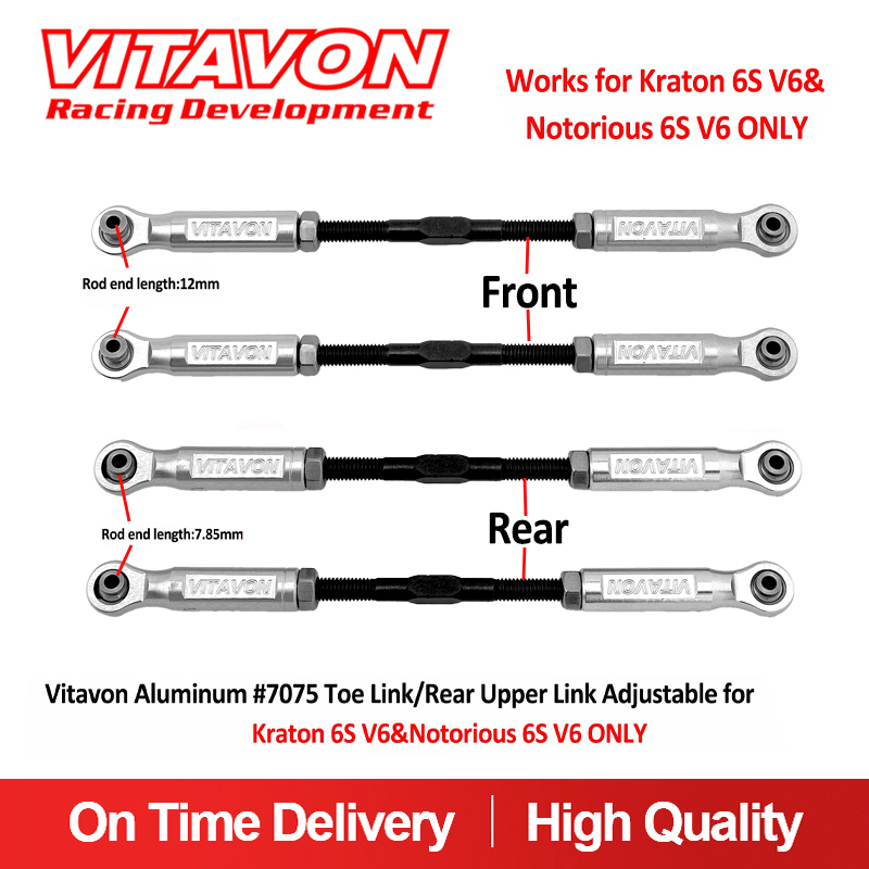 Vitavon Aluminum #7075  Toe Link/Rear Upper Link Adjustable for Arrma Kraton 6S EXB V6 & Notorious 6S V6 ONLY