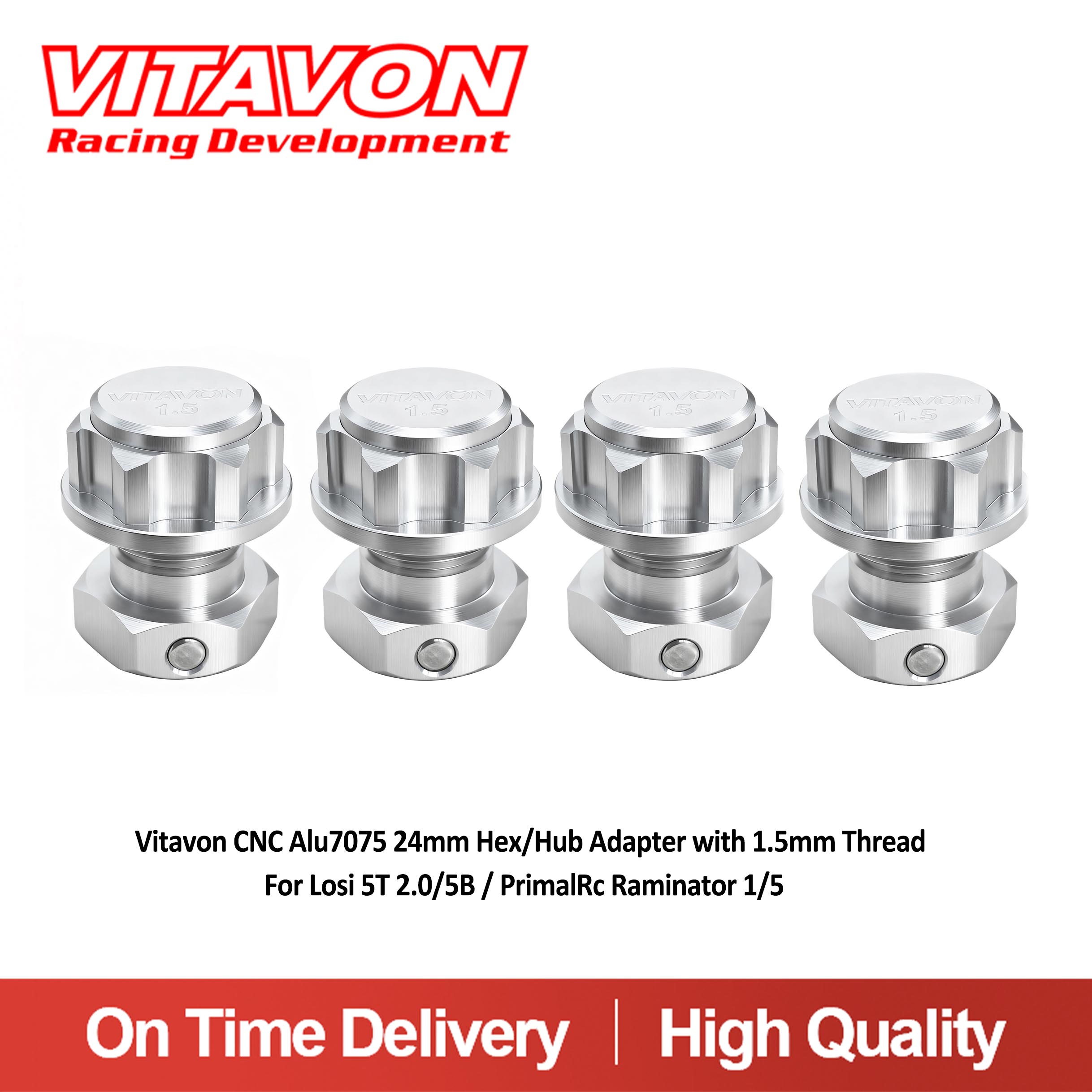 Vitavon CNC Alu7075 24mm Hex/Hub Adapter with 1.5mm ThreadFor Losi 5T 2.0/5B/PrimalRc Raminator 1/5